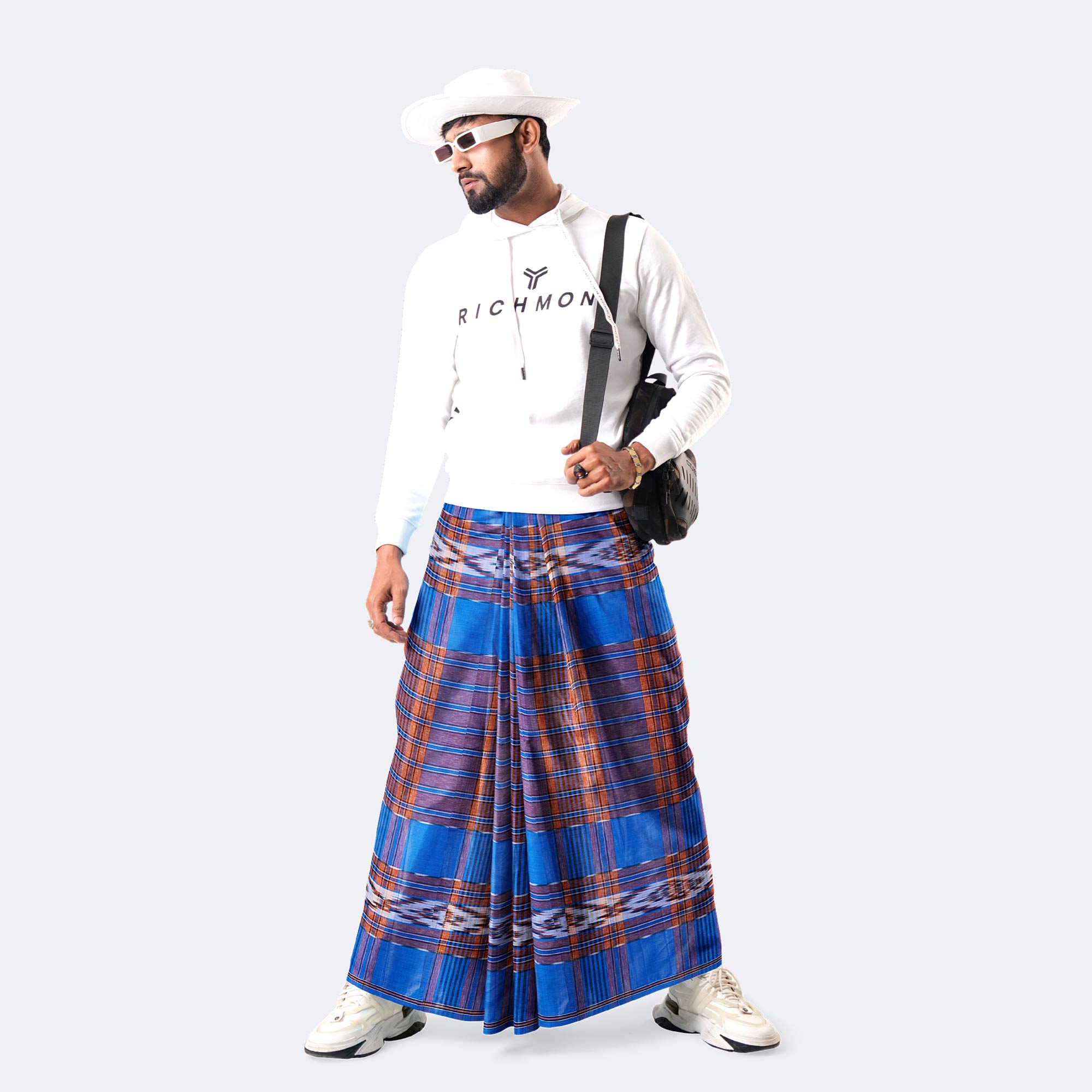 Premium Quality Multicolor Check Cotton Lungi for Men - Antorongo