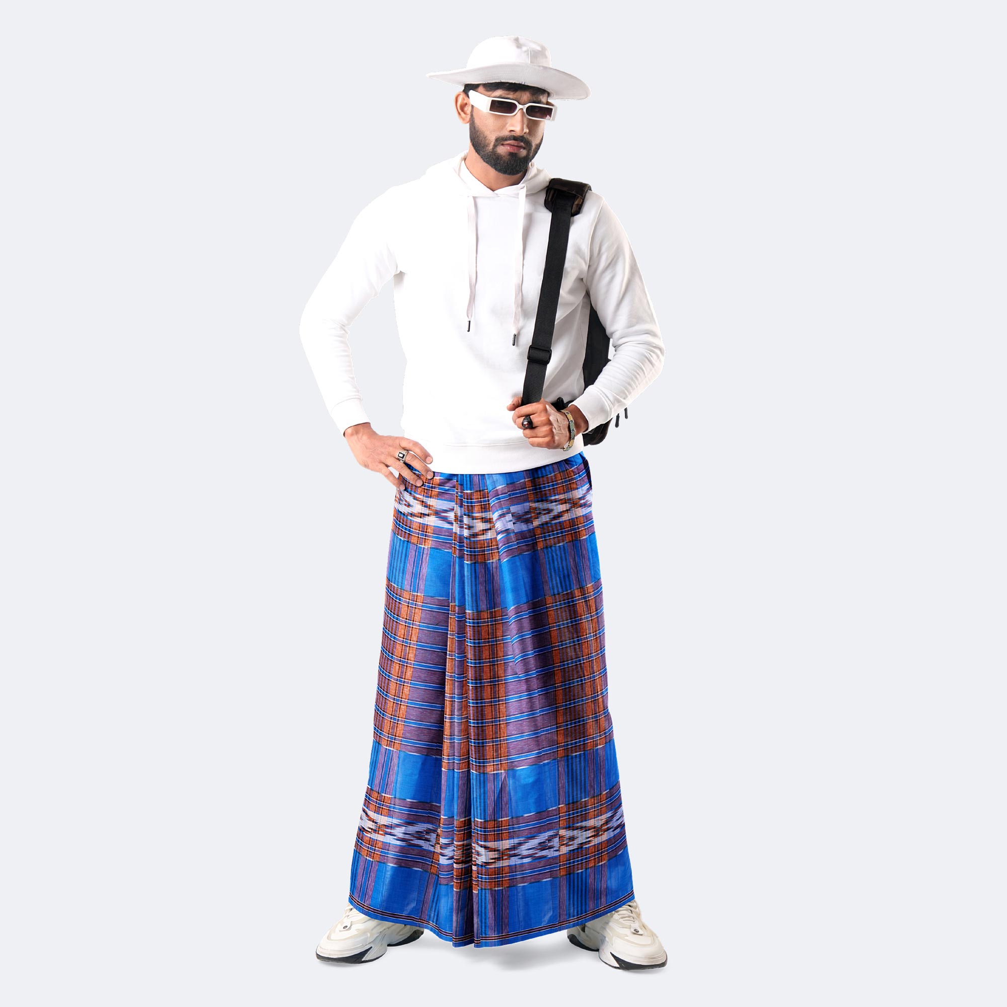 Premium Quality Multicolor Check Cotton Lungi for Men - Antorongo