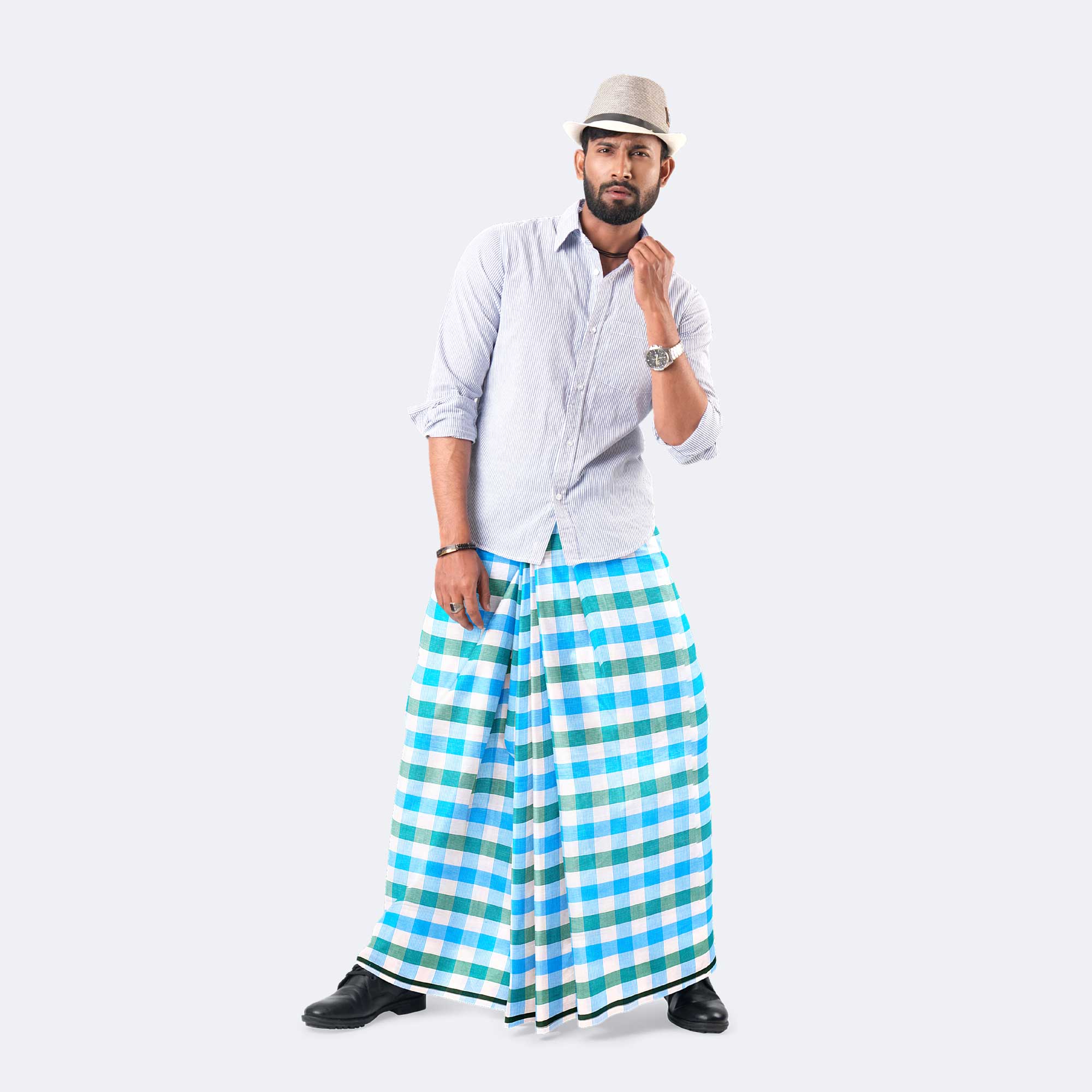 Men’s Everyday Stripe Check Lungi - Aparup