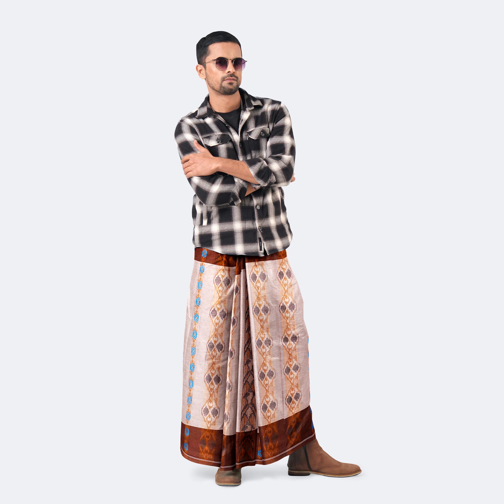 Men’s Elegant Dobby Jacquard Multicolor Lungi - Bektitto