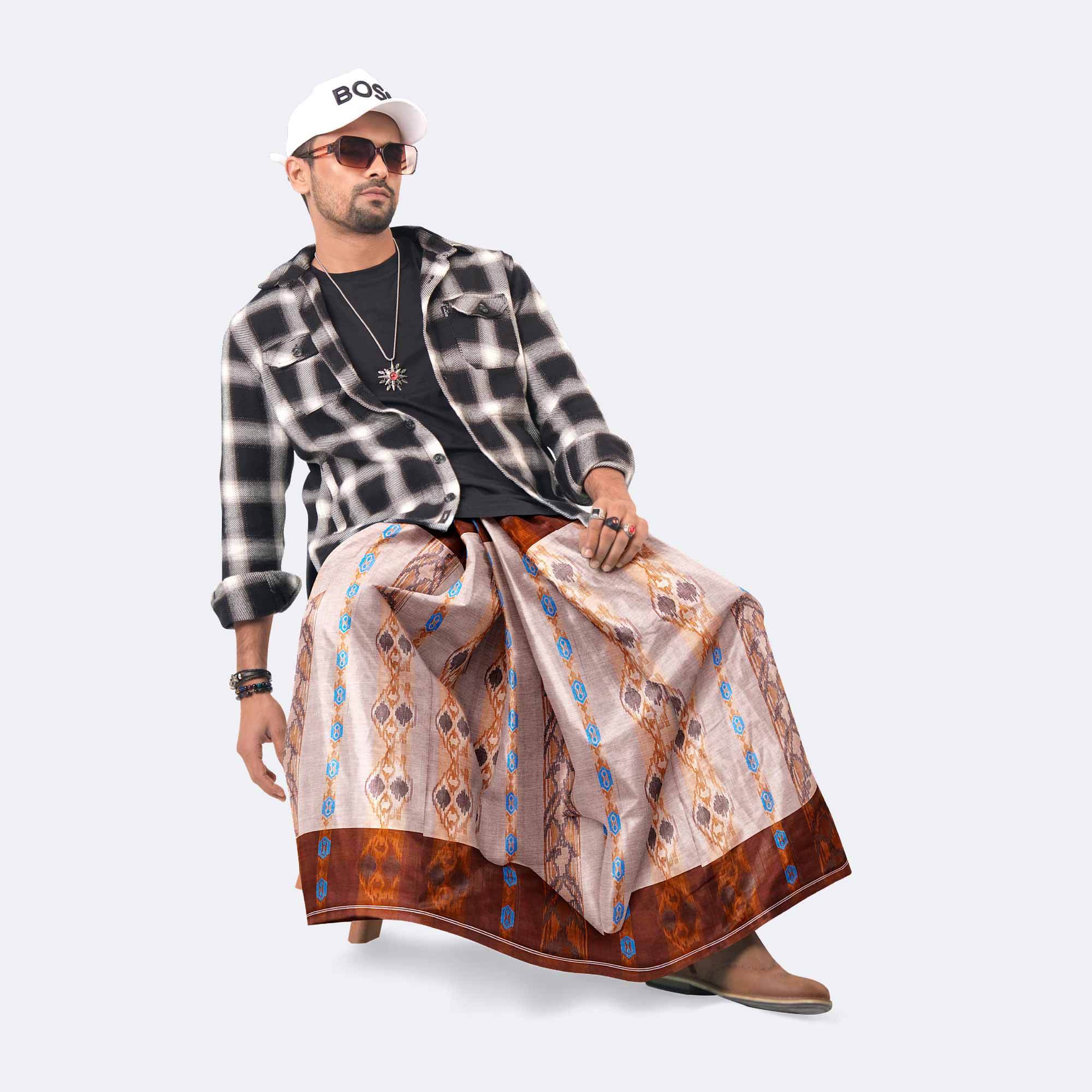 Men’s Elegant Dobby Jacquard Multicolor Lungi - Bektitto