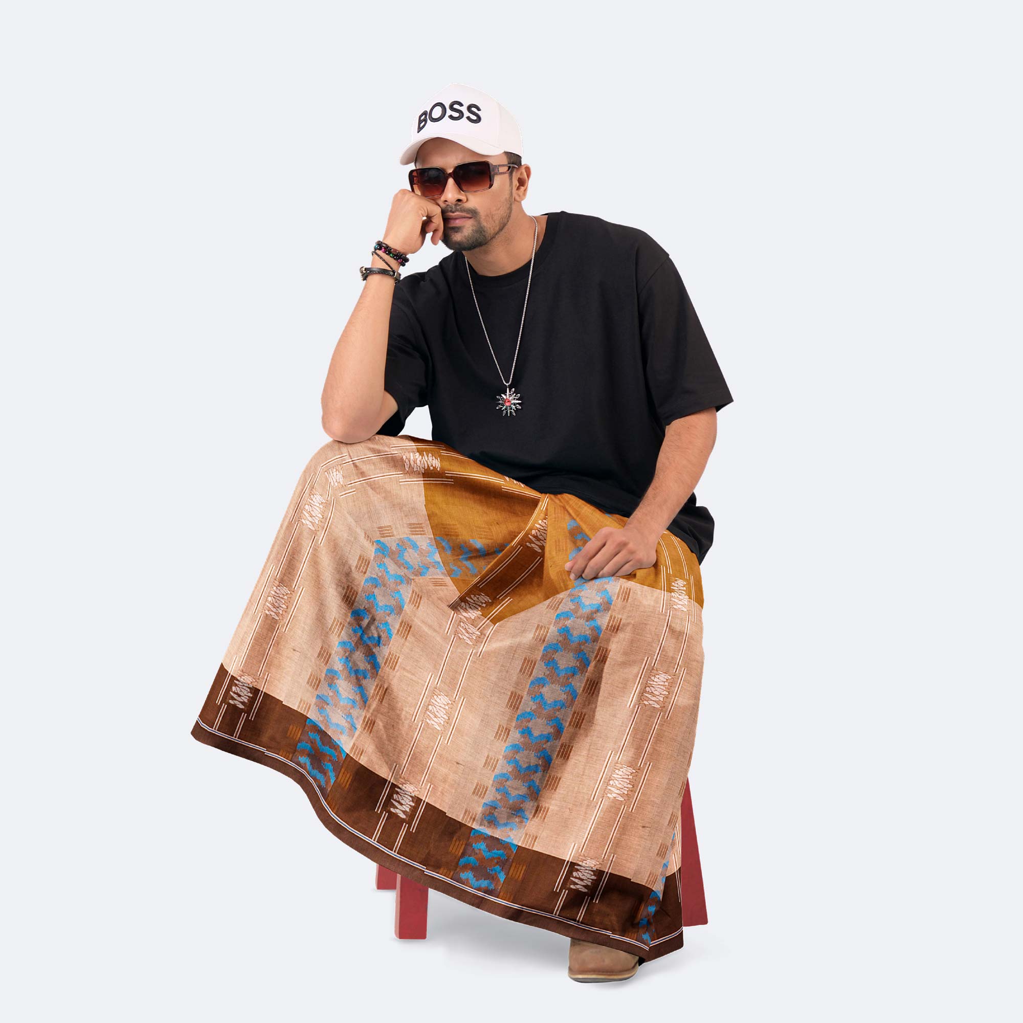 Men’s Classic Dobby Jacquard Cotton Lungi - Bektitto