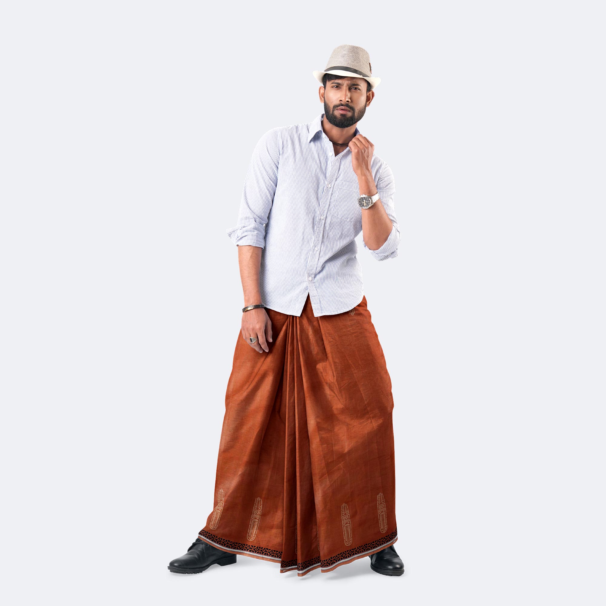 Men’s Ultra-Comfort Solid Daily Wear Cotton Lungi - Bikkhato