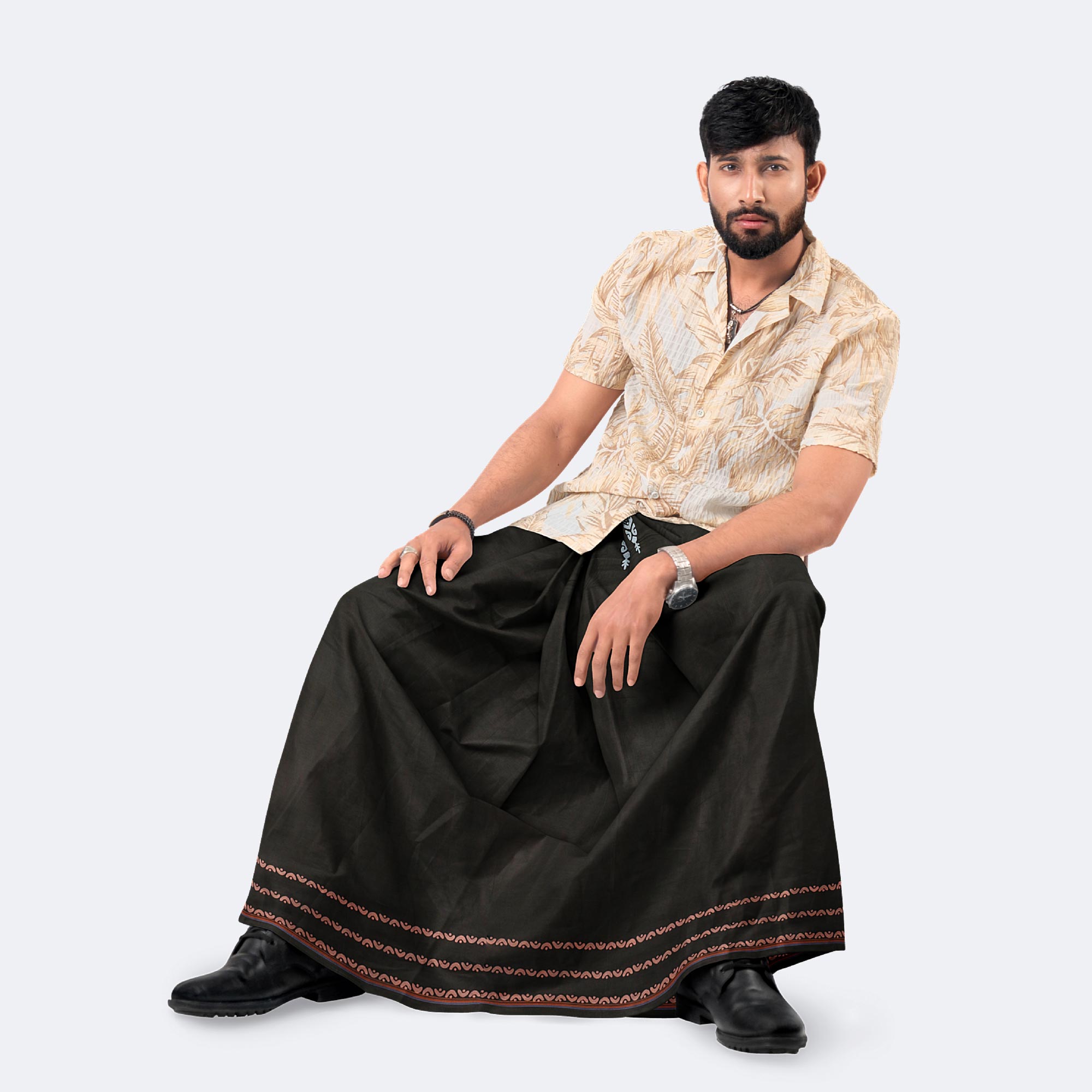 Men’s Elegant Pure Cotton Solid Lungi - Bikkhato