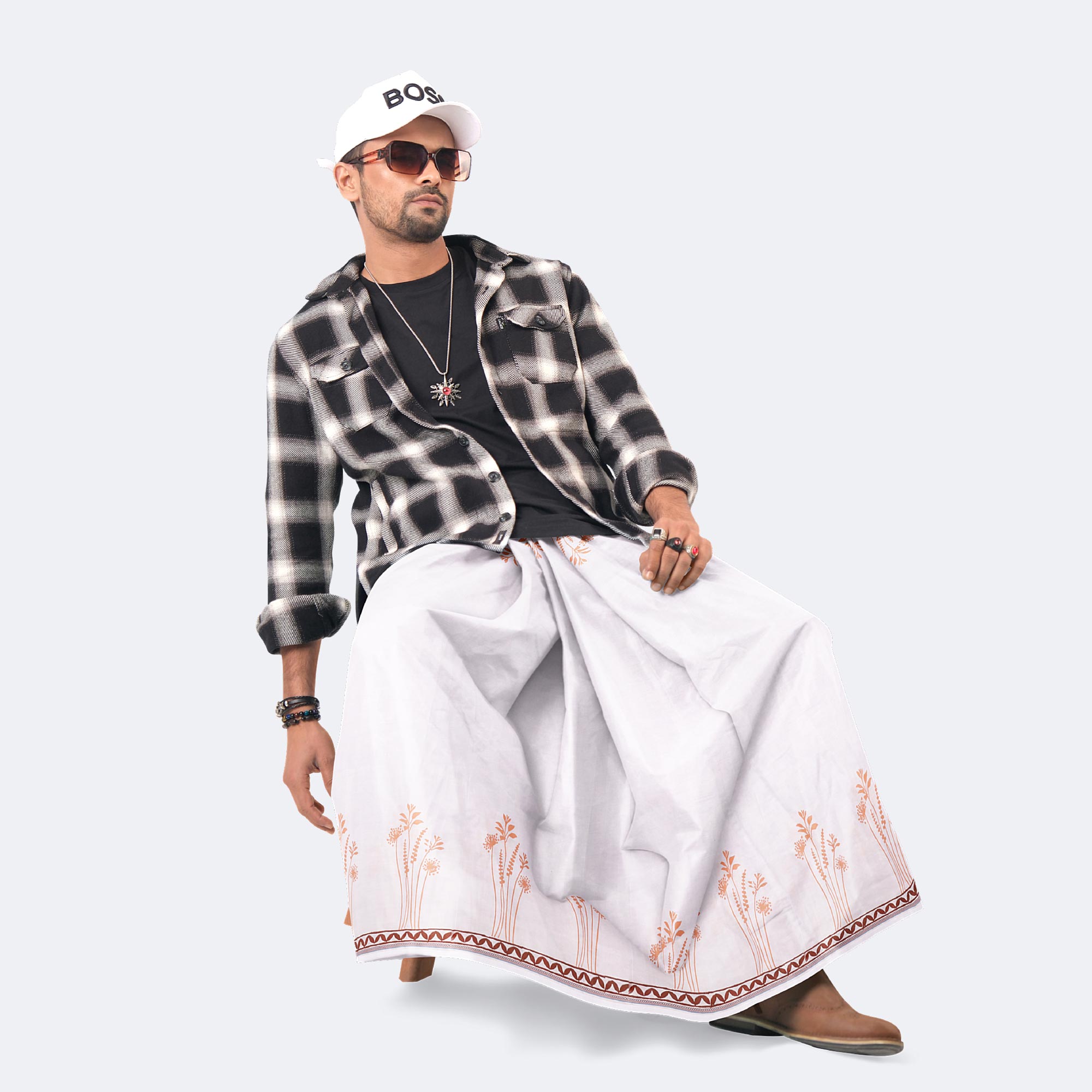 Men’s Stylish Elegant 100% Cotton Lungi - Bikkhato