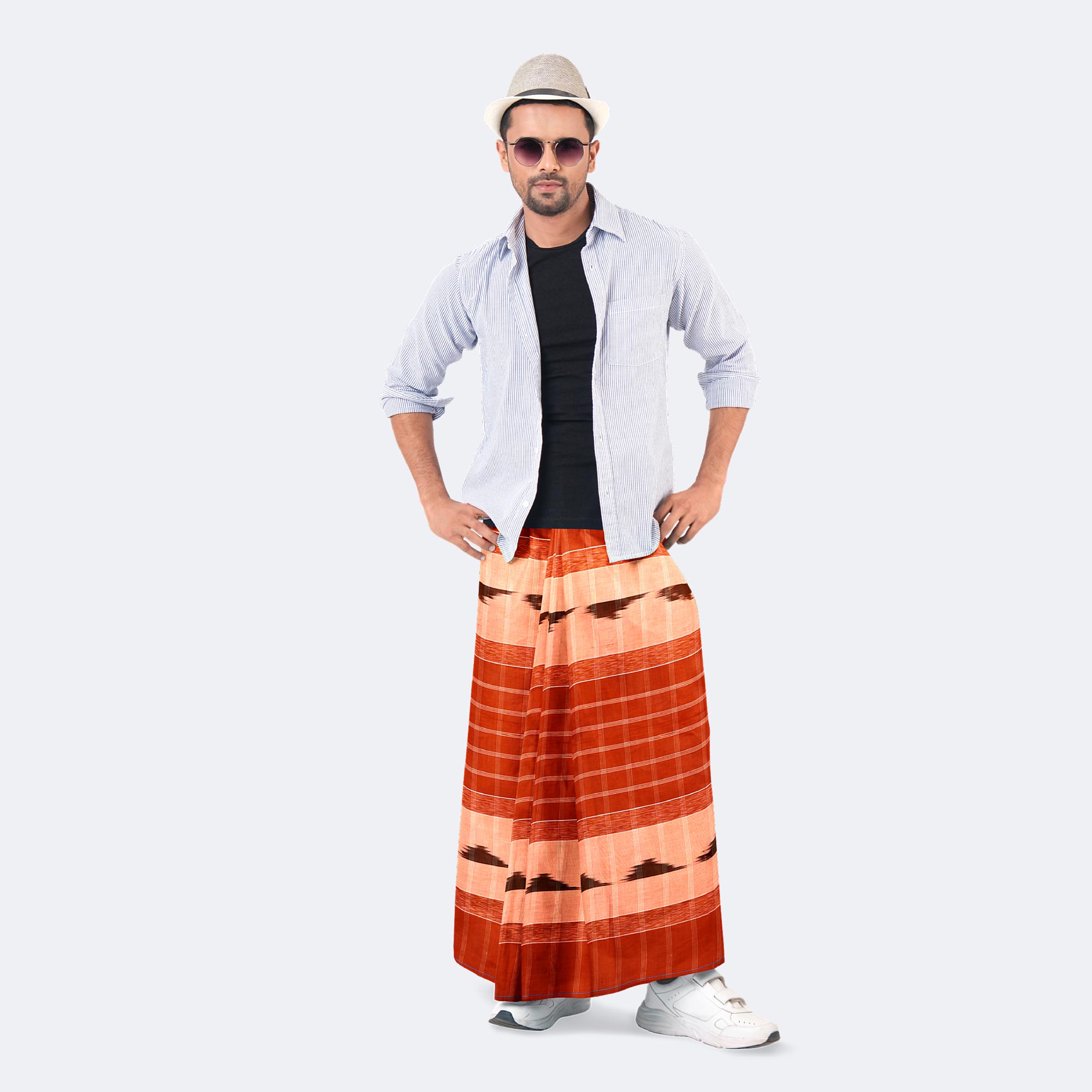 Men’s Stylish Soft Multi Stripe Colorful Lungi - Crown