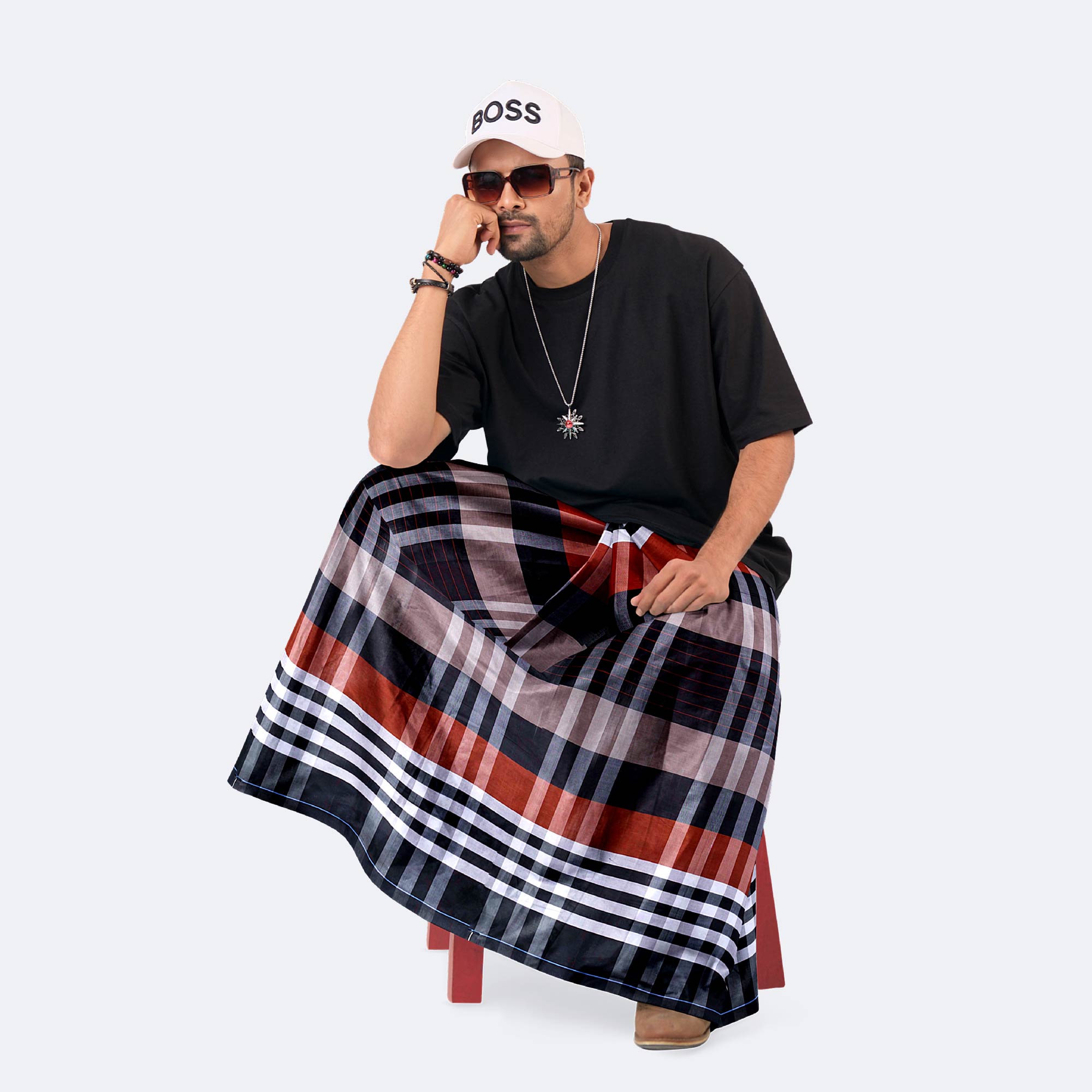 Classic Comfort Cotton Stitched Lungi for Men - Crown