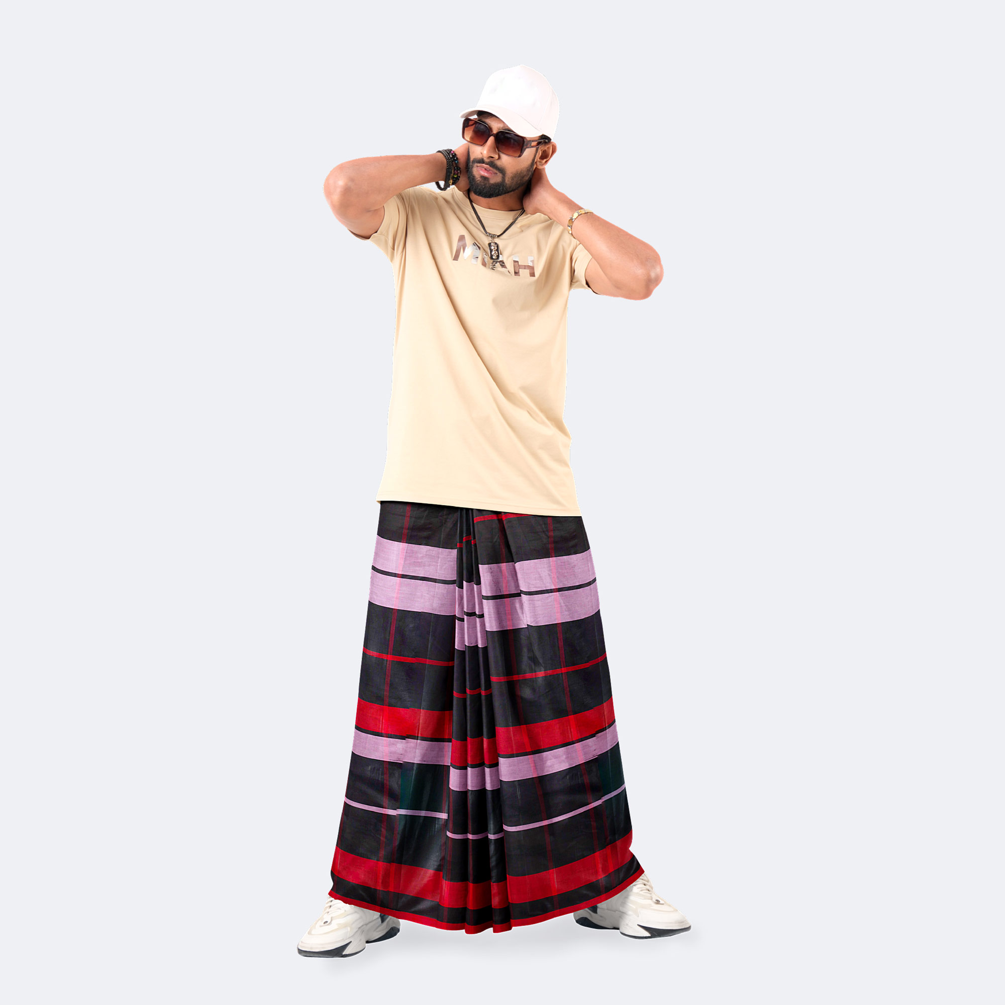 Men’s Daily Wear Classic Comfort Stripe Check Lungi - Crown