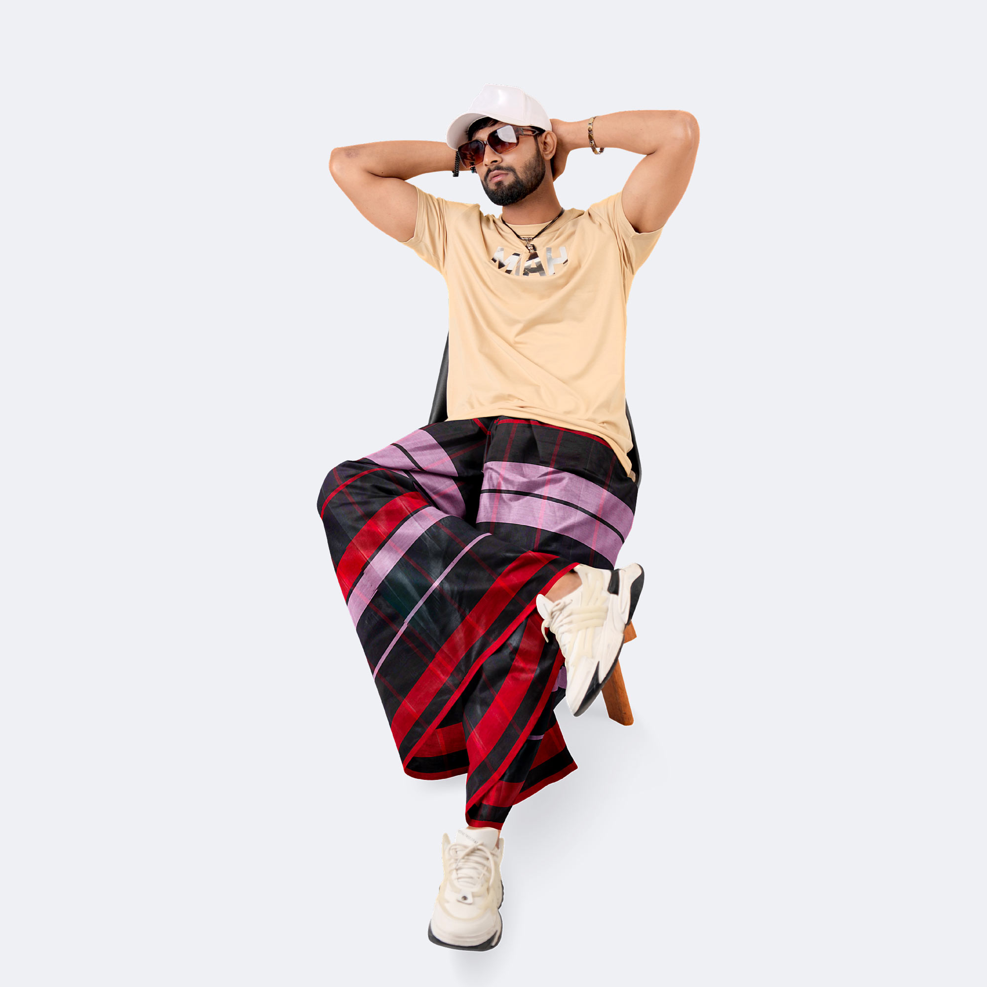 Men’s Daily Wear Classic Comfort Stripe Check Lungi - Crown