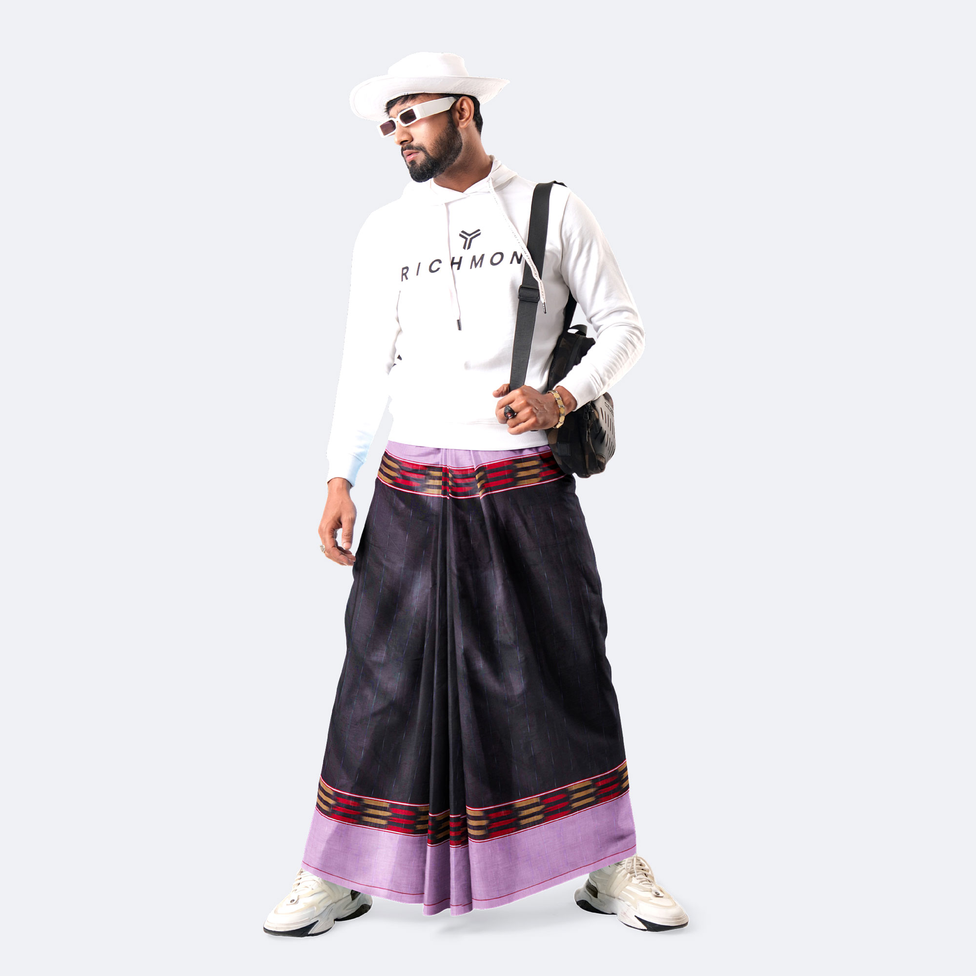 Men’s Soft & Durable Stripe Check Lungi - Crown