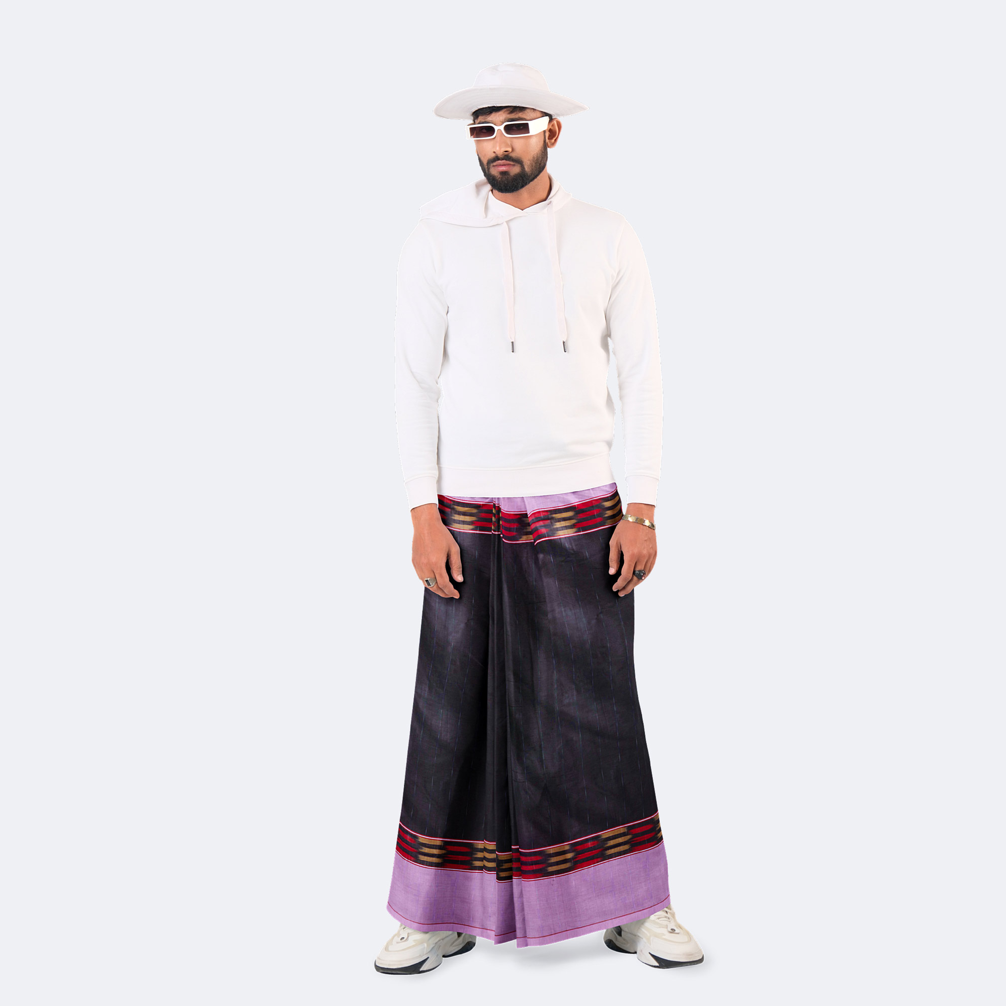 Men’s Soft & Durable Stripe Check Lungi - Crown