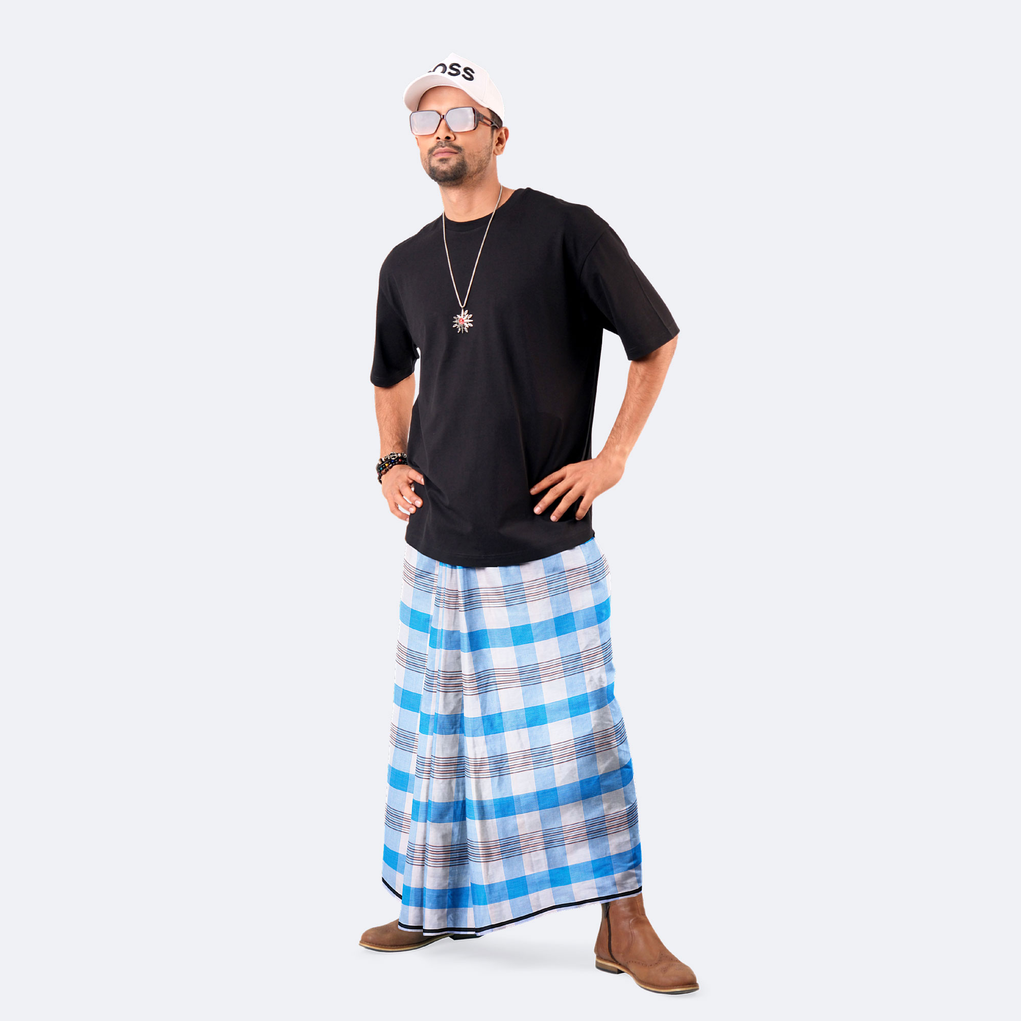 Men’s Classic Multicolor Stripe Check Cotton Lungi - Oitijjo