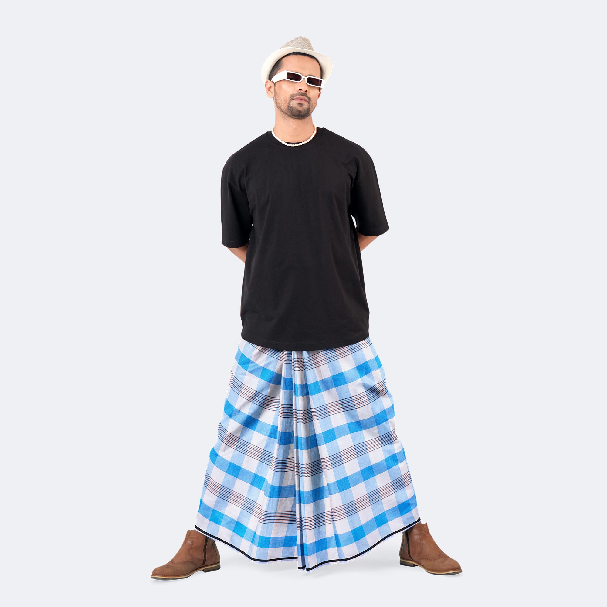 Men’s Classic Multicolor Stripe Check Cotton Lungi - Oitijjo