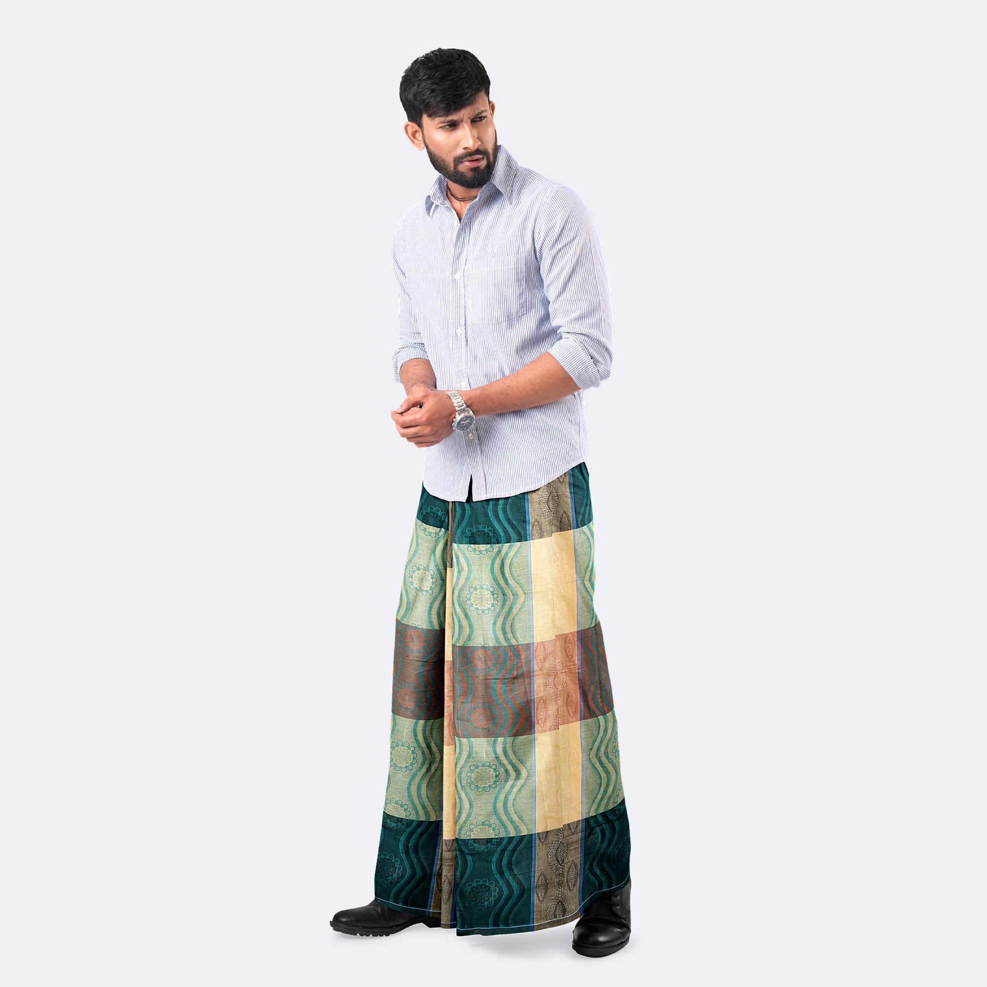 Men’s Ultra-Soft Multicolor Stripe Cotton Lungi - Pradhanno