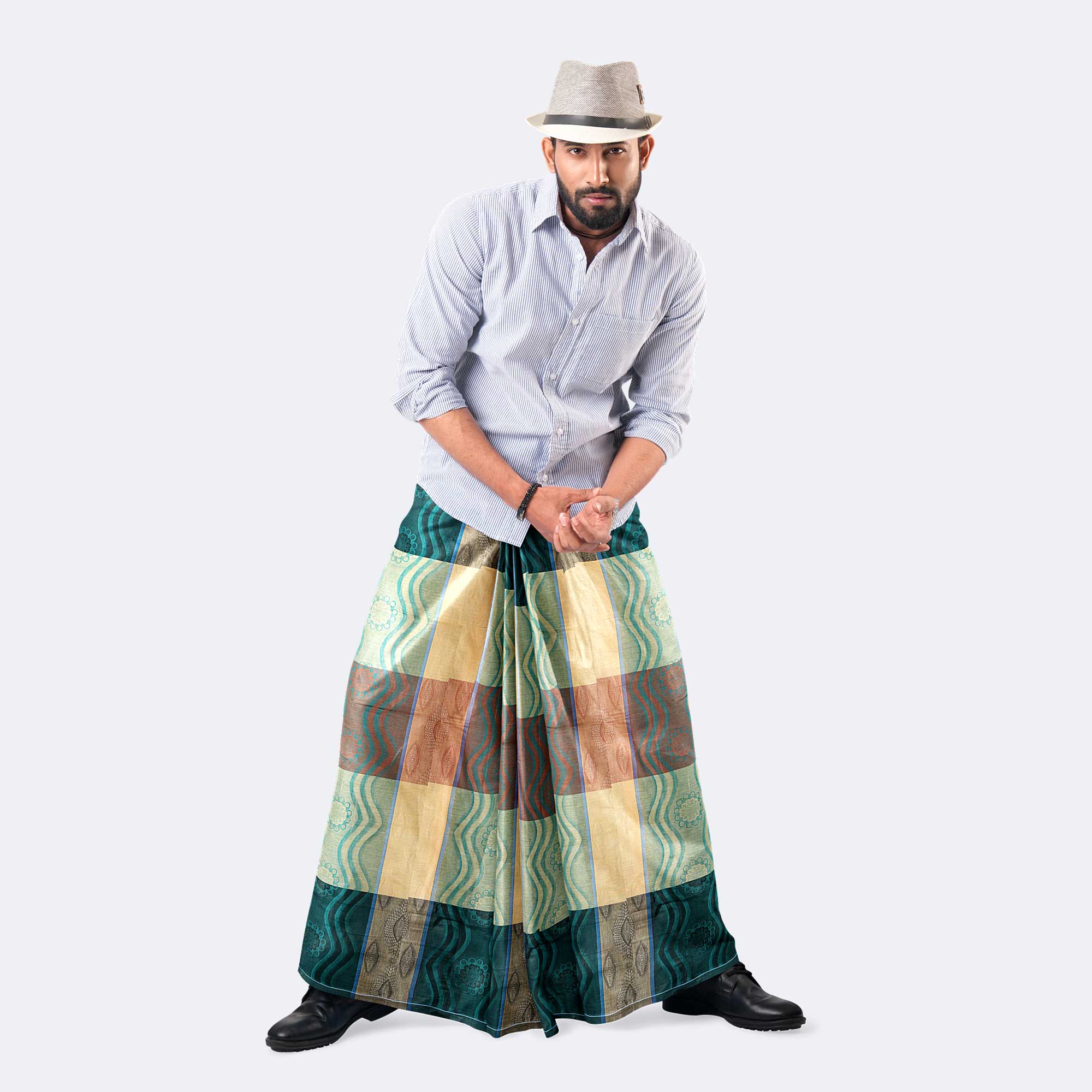 Men’s Ultra-Soft Multicolor Stripe Cotton Lungi - Pradhanno