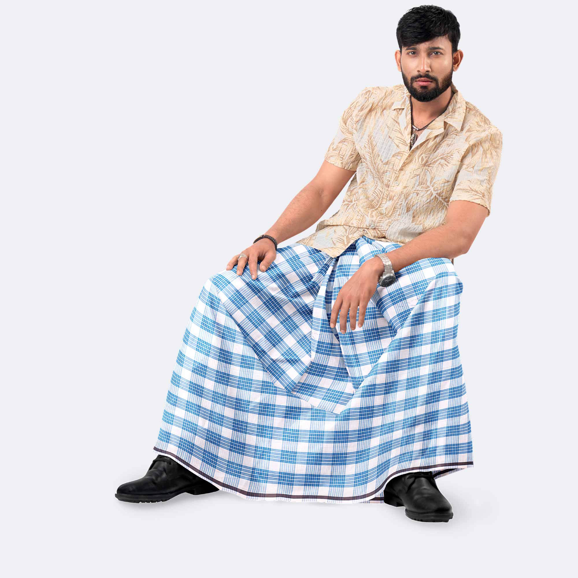 Men’s Soft Pure Cotton Check Lungi - All Ages - Rongdhano