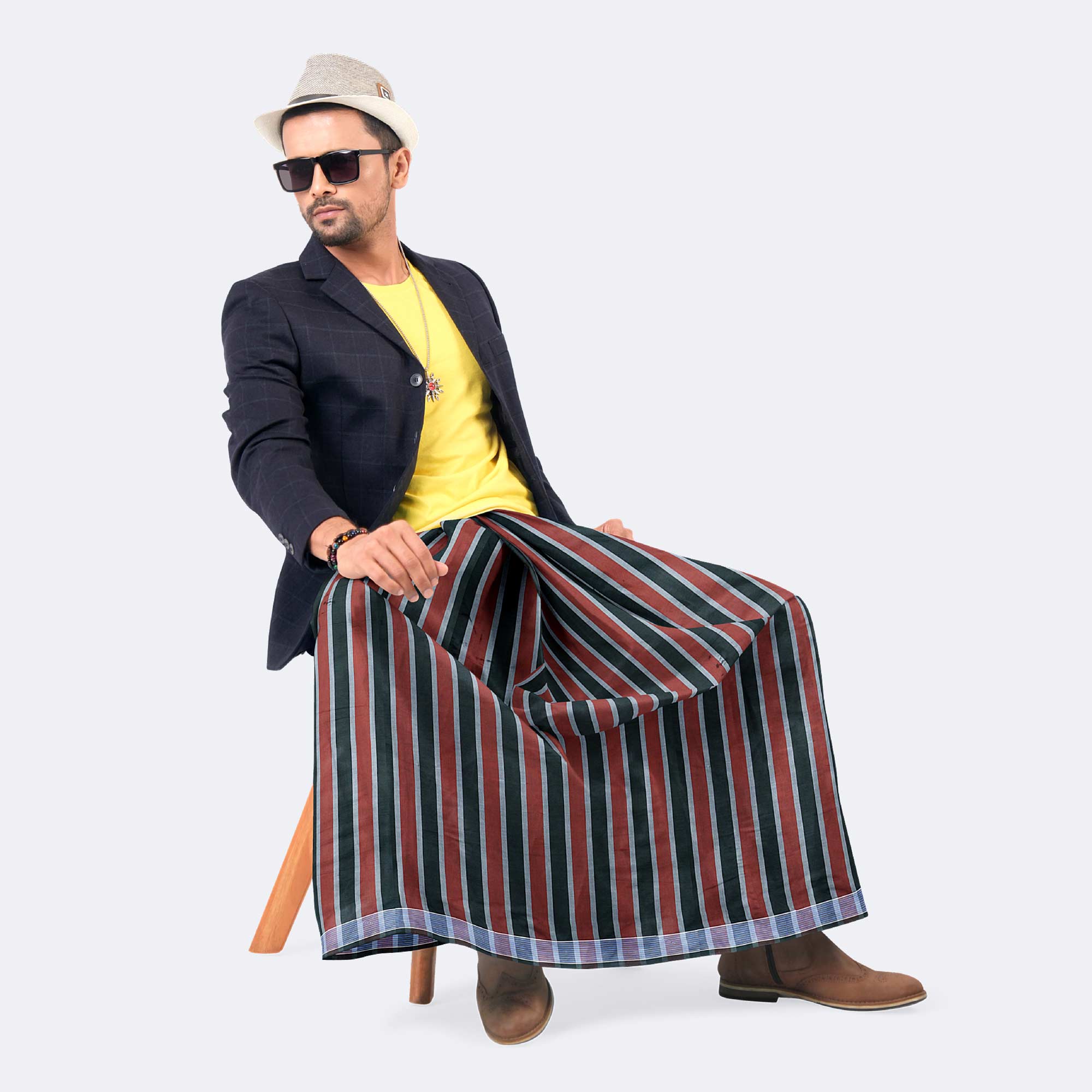 Premium Quality Men’s Colorful Multi-Stripe Lungi - Showkhin