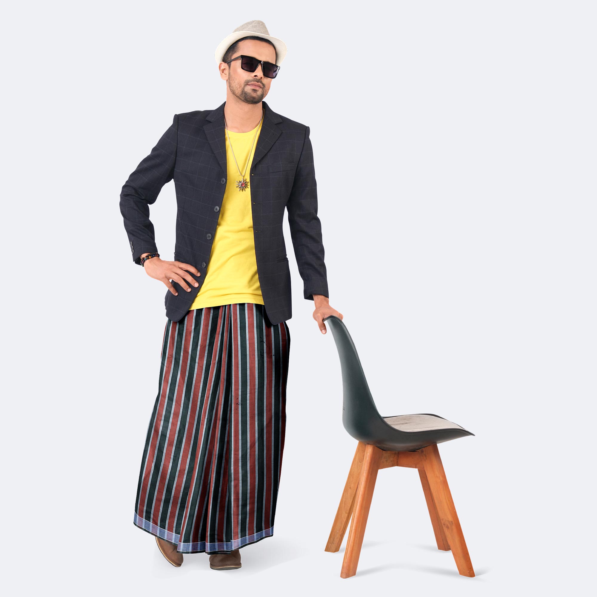 Premium Quality Men’s Colorful Multi-Stripe Lungi - Showkhin