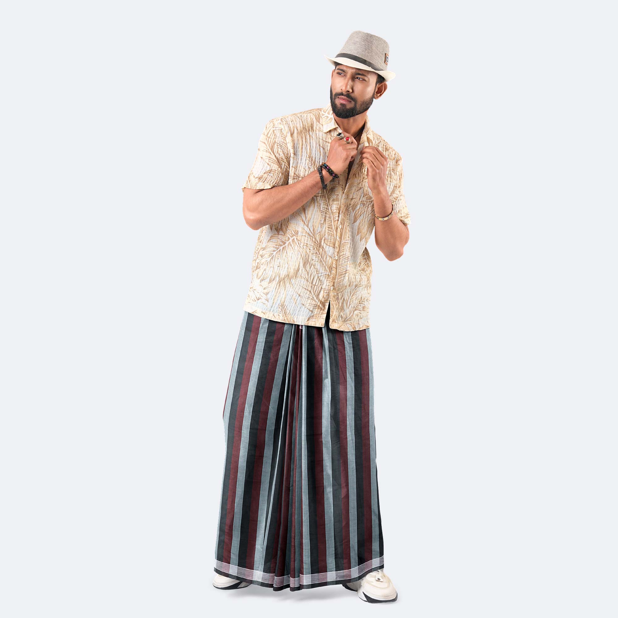 Lightweight Men’s Soft Cotton Multicolor Stripe Lungi - Showkhin