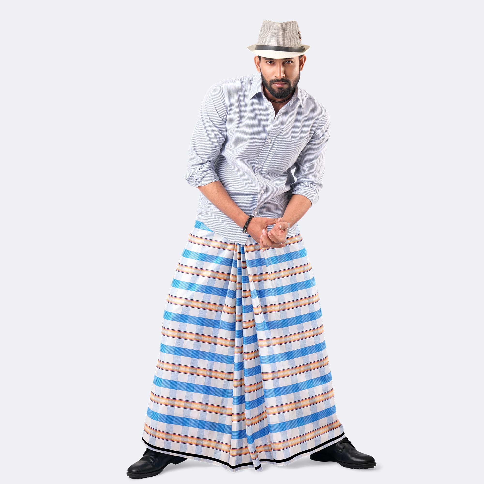 Men’s Classic Multicolor Striped Cotton Lungi - Showkhin