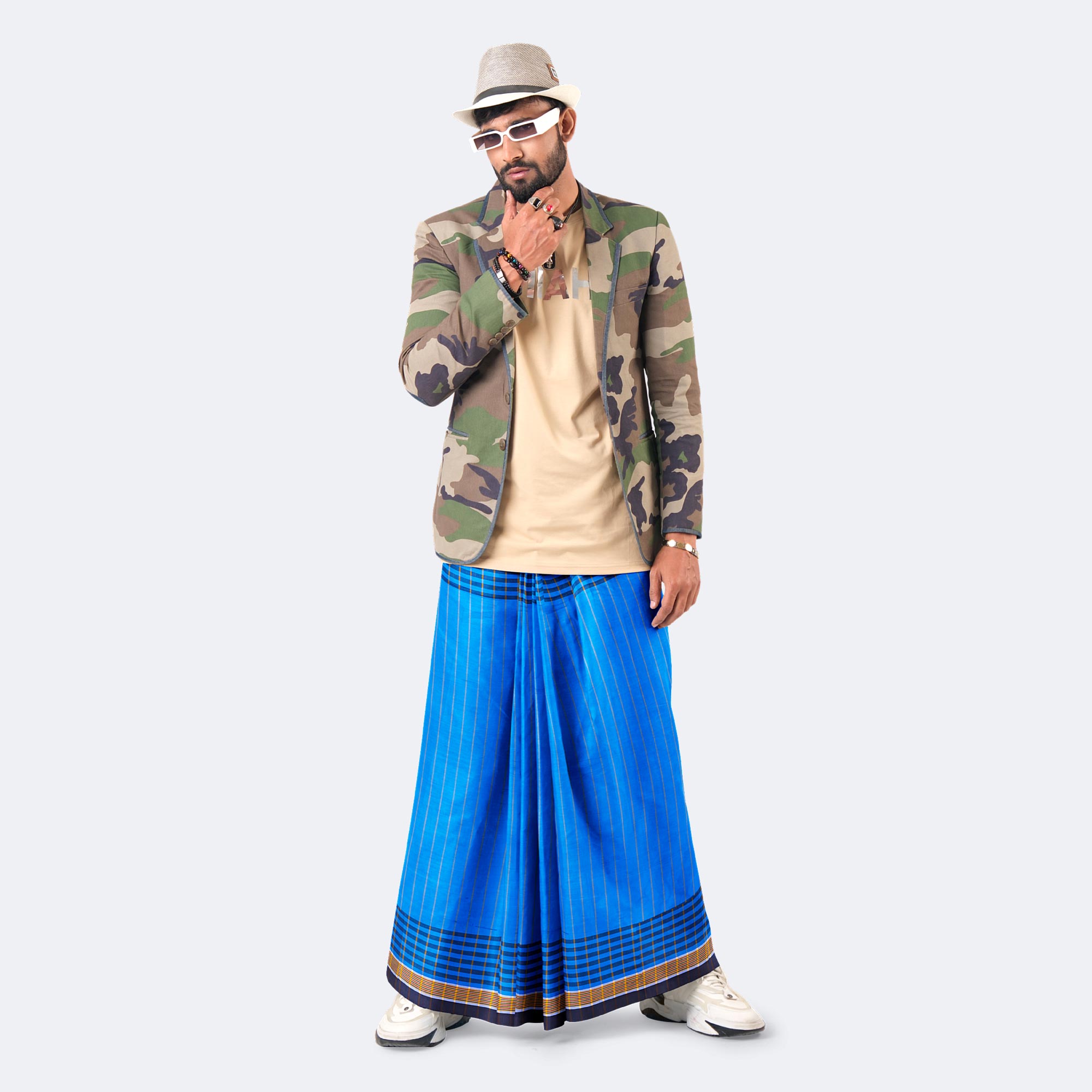 Men’s Everyday Comfort Stripe Check Lungi - Showkhin