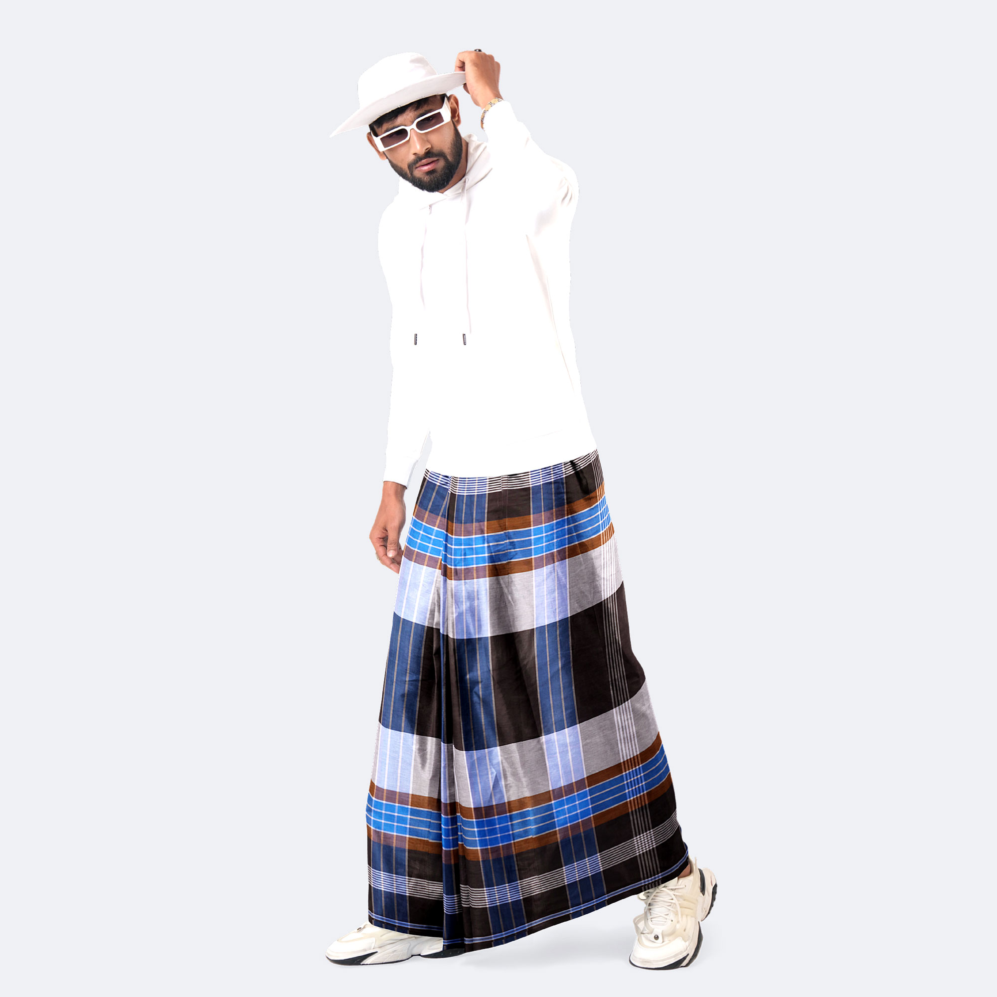 Lightweight & Durable Cotton Stripe Check Lungi - Showkhin