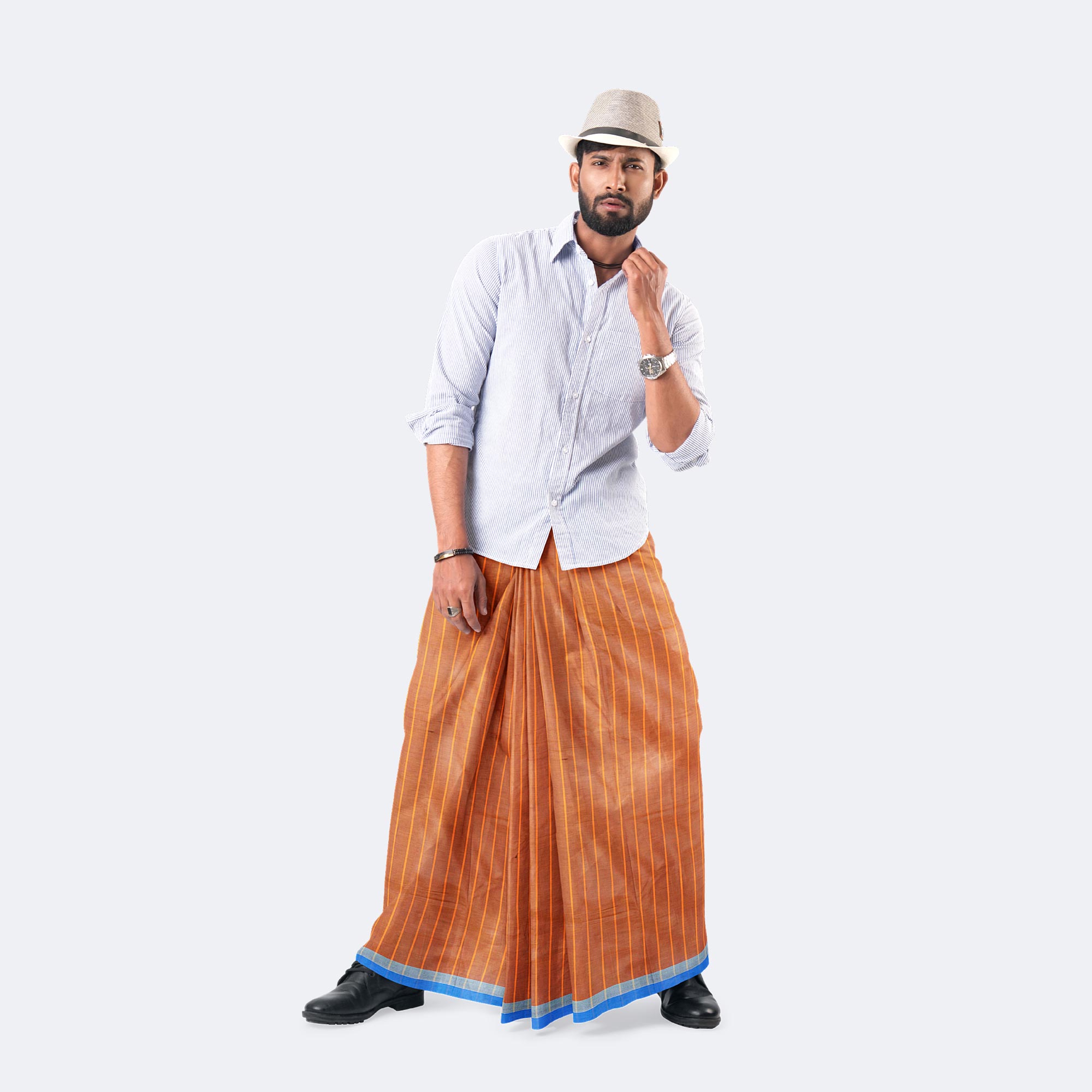 Premium Soft Cotton Stripe Check Lungi for Men - Showkhin