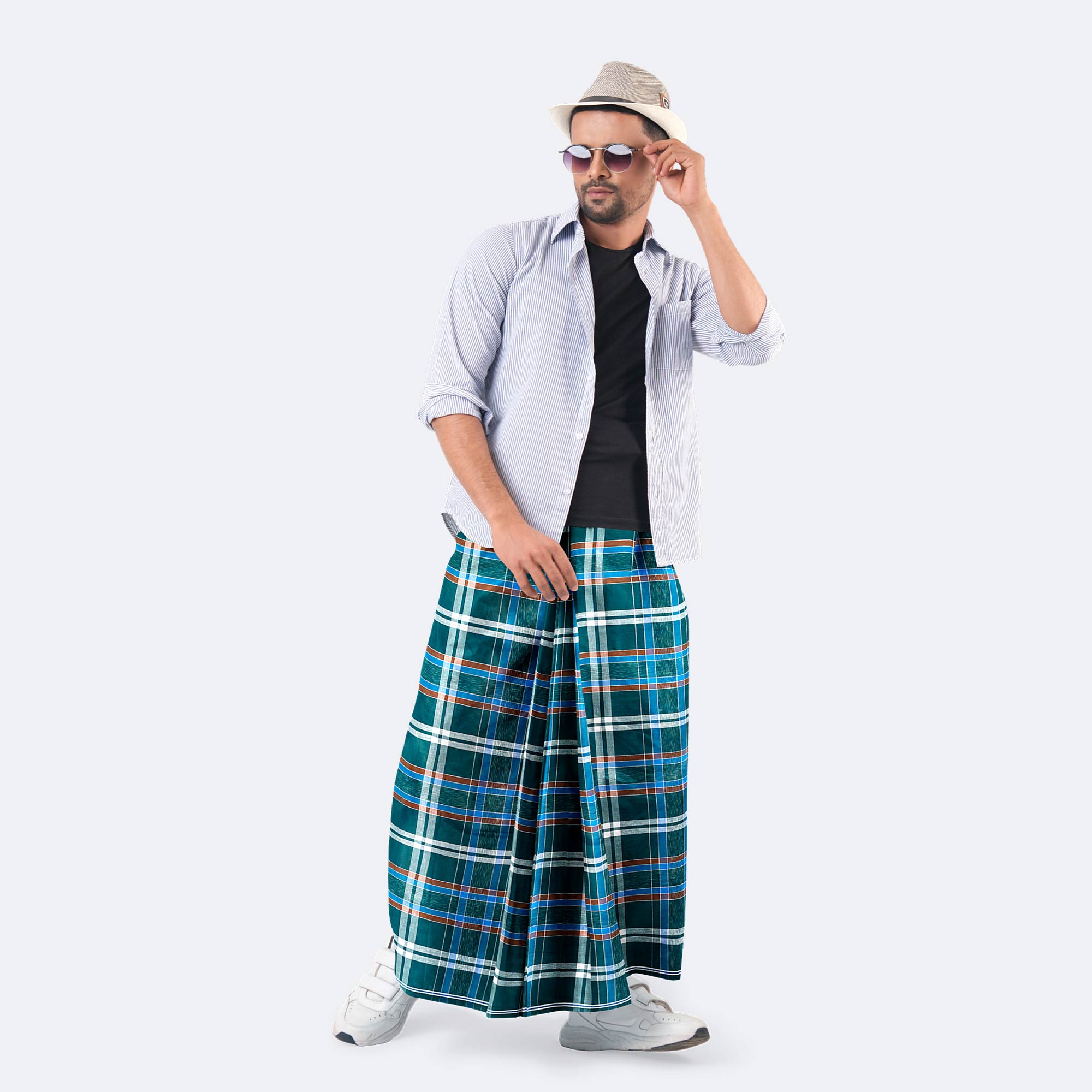 Stylish Durable Stripe Check Pattern Lungi for Men - Shuborno