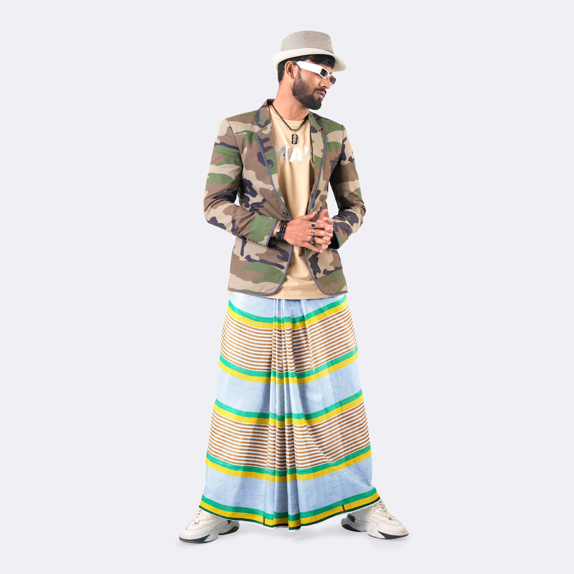 Men’s Everyday Wear Stripe Check Lungi - Somman