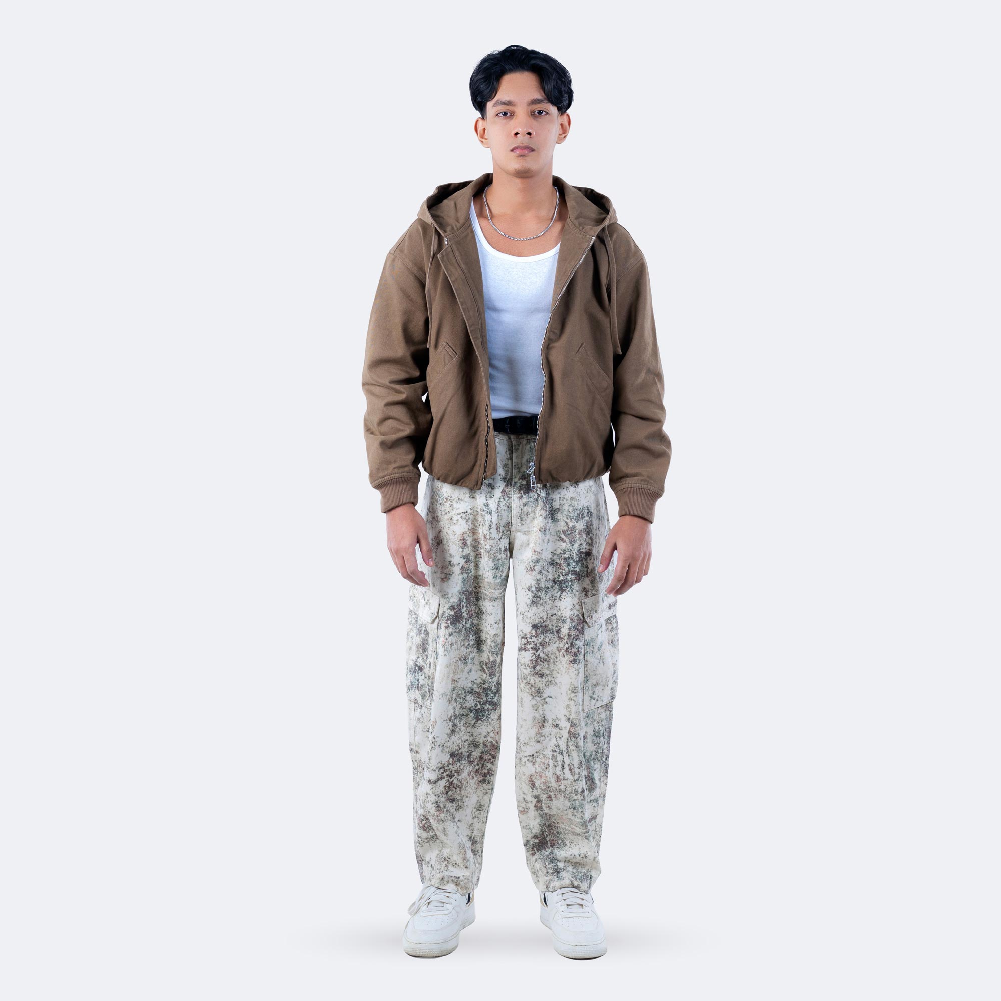 Cotton Bomber Hood Coffee