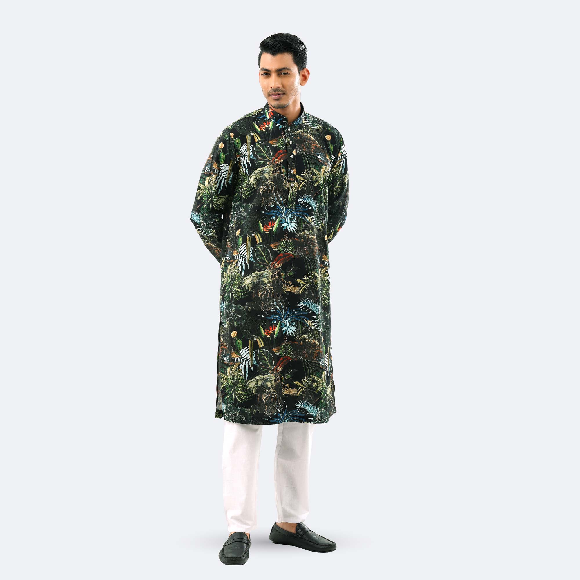 Men's Tropical Forest Print Panjabi