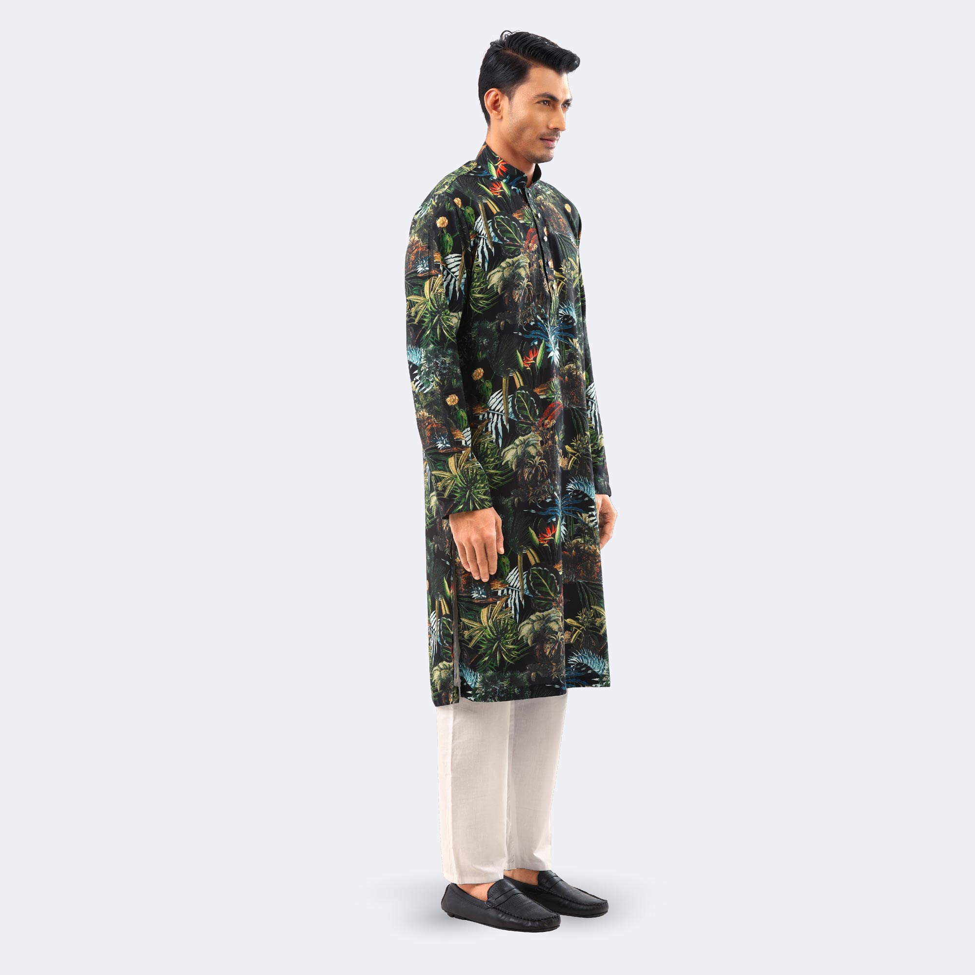 Men's Tropical Forest Print Panjabi