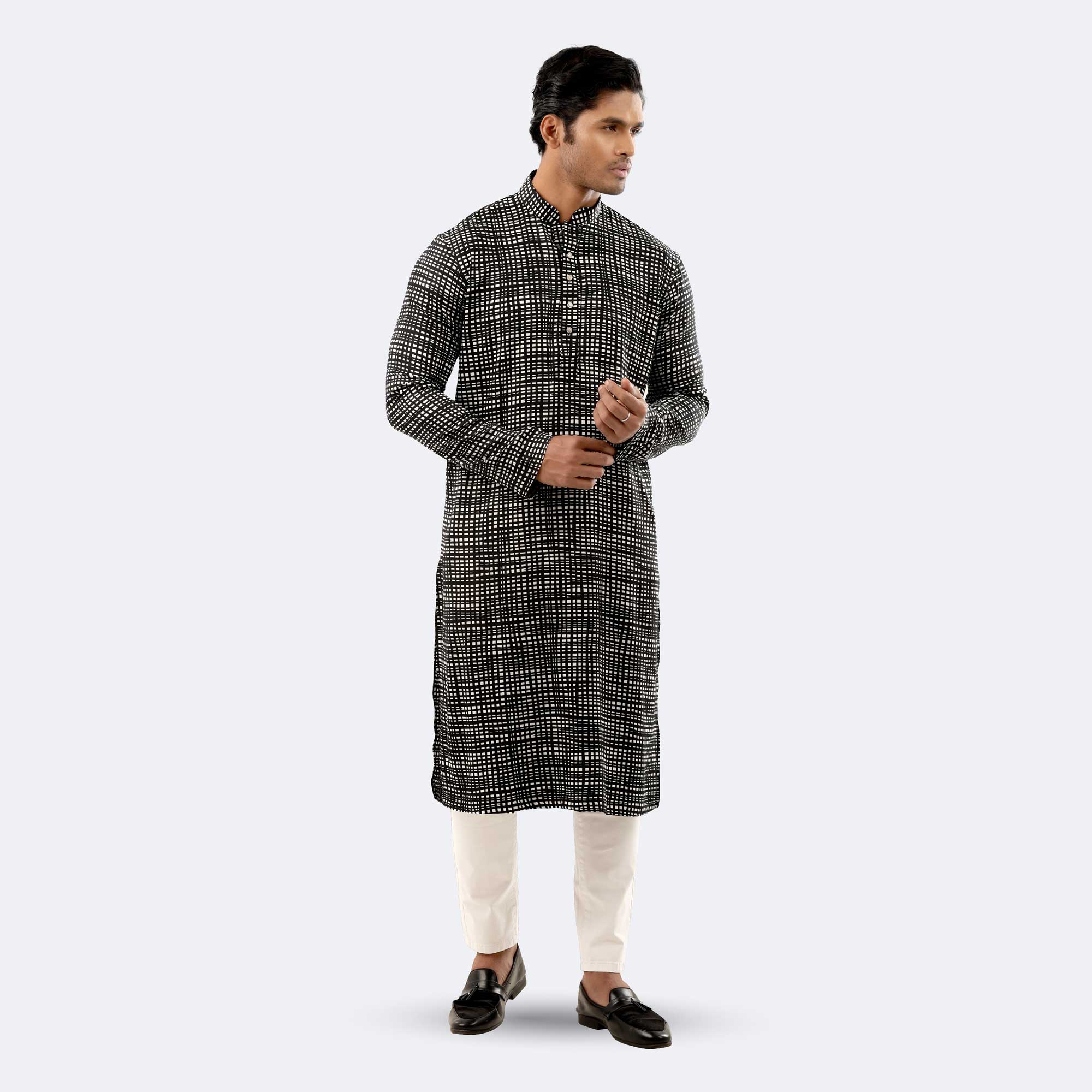 Men’s Casual Printed Viscose Panjabi