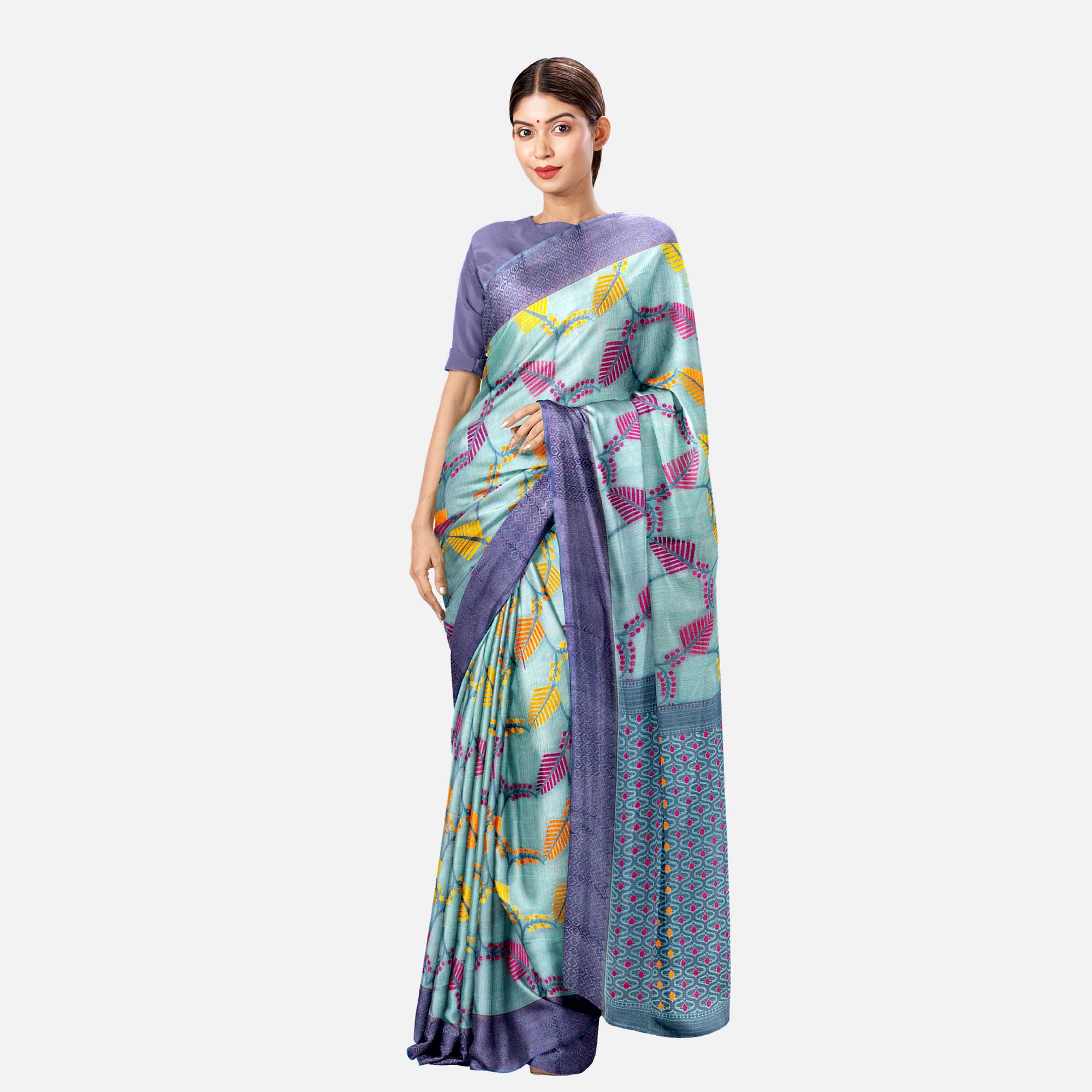 Light Aqua Half Silk Saree