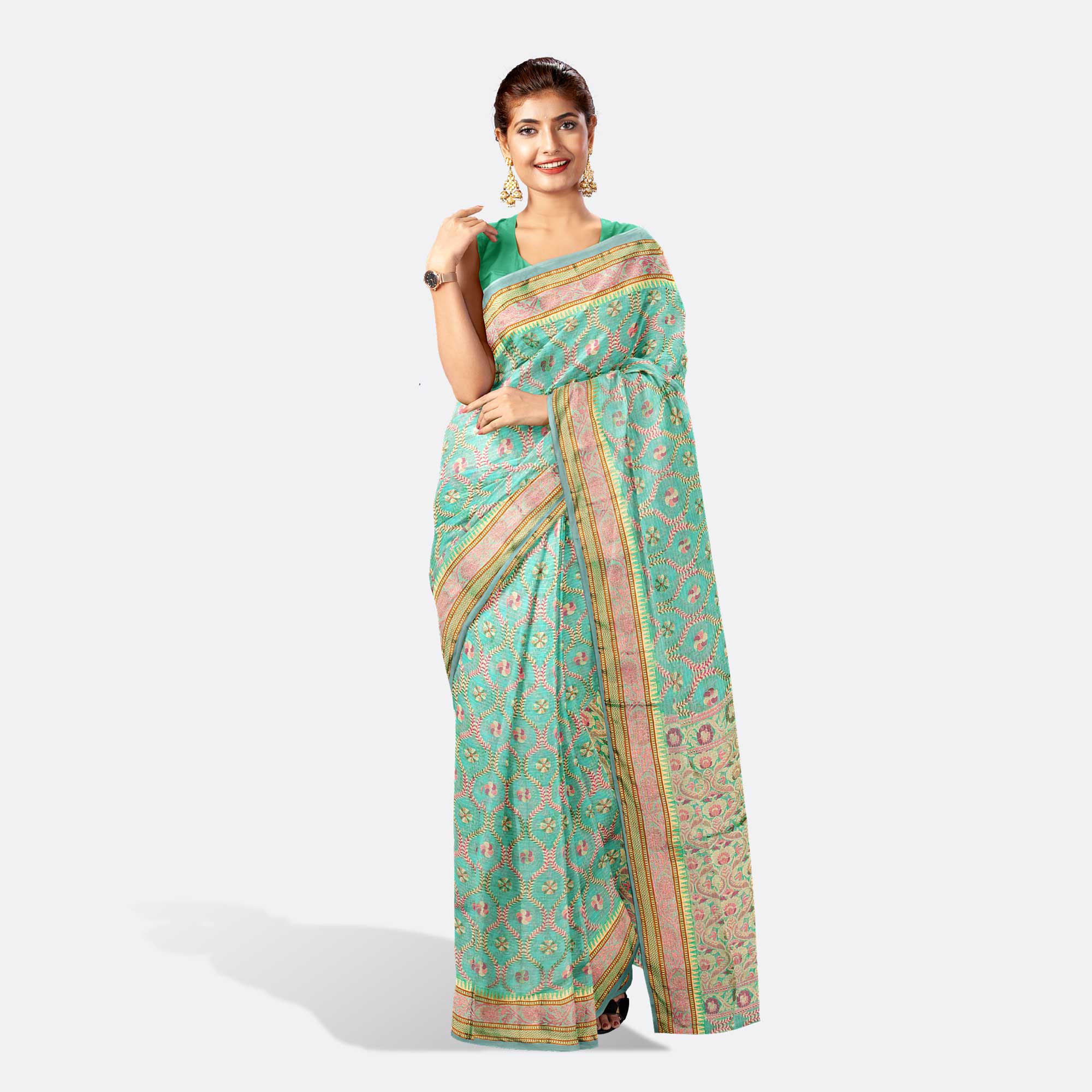 Mint Green Half Silk Saree