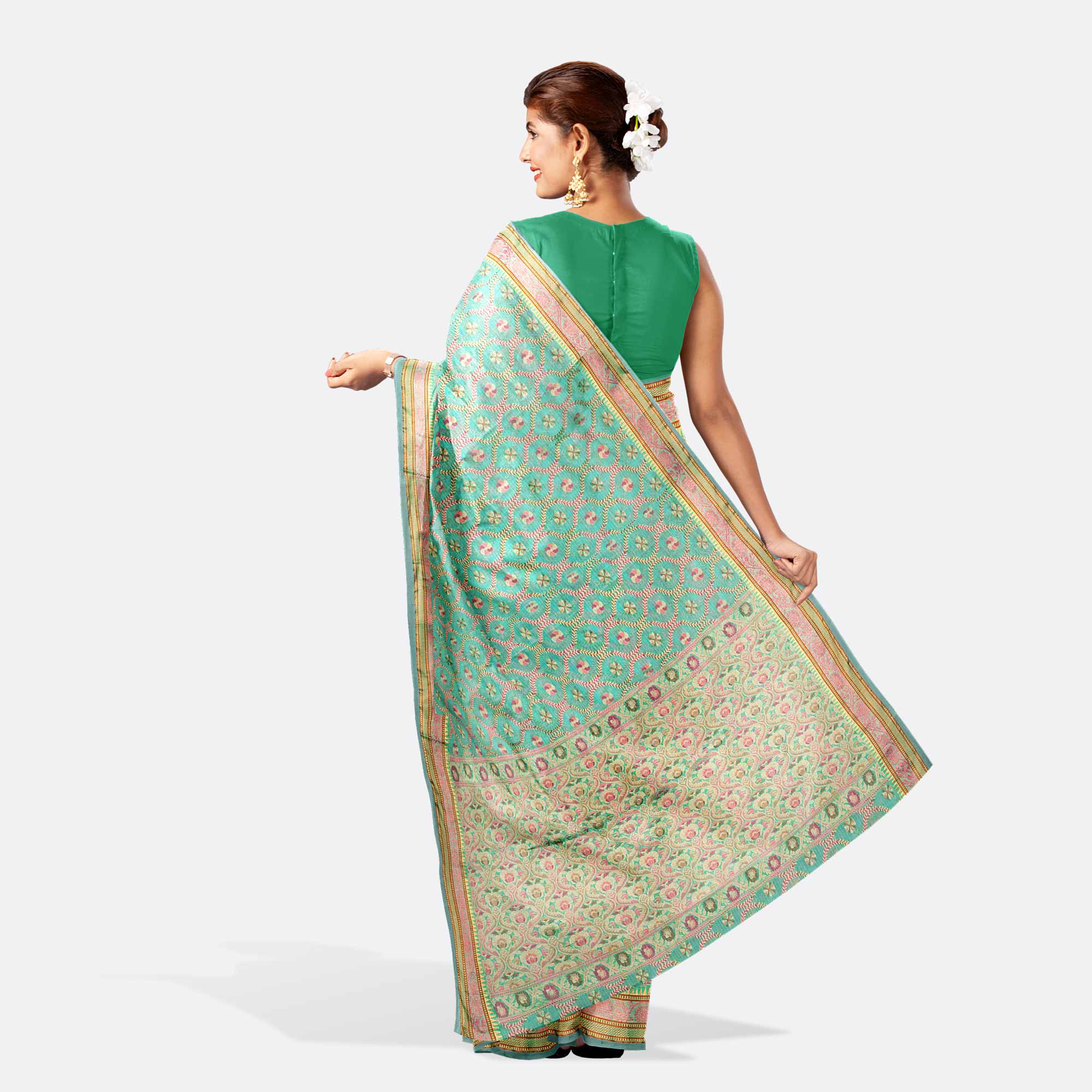 Mint Green Half Silk Saree