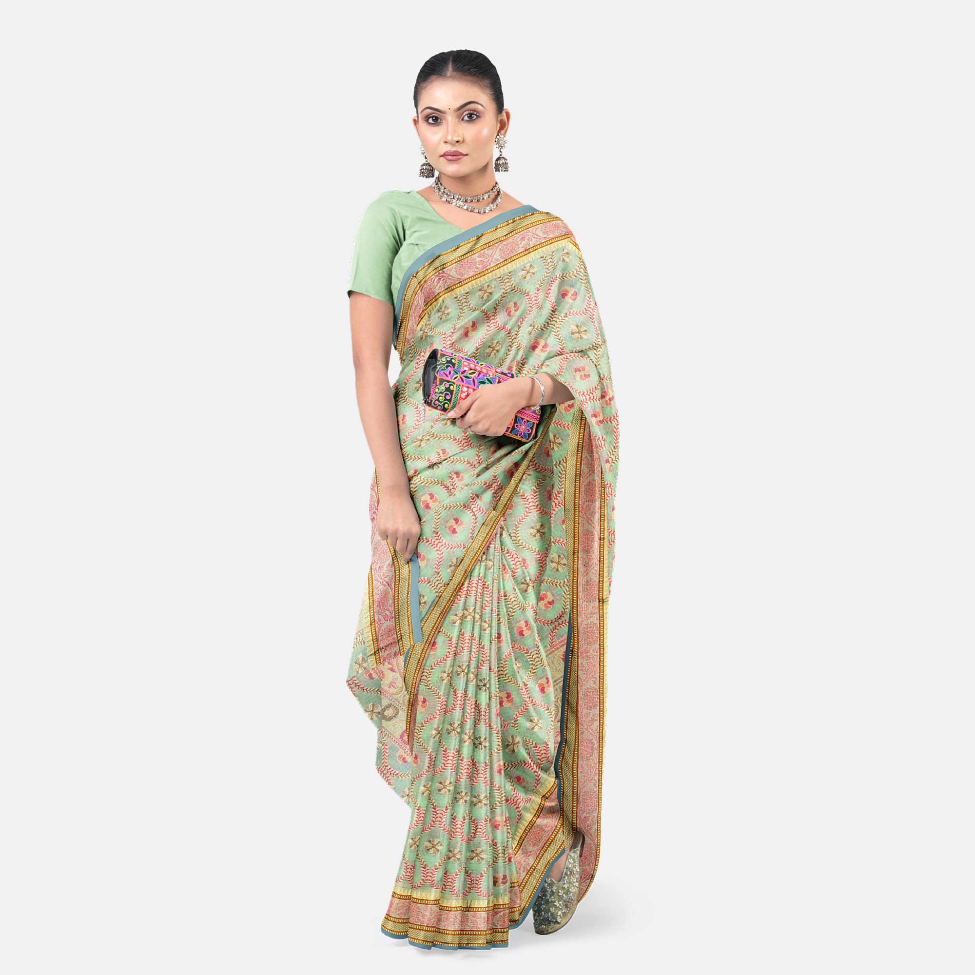 Sage Green Half Silk Saree