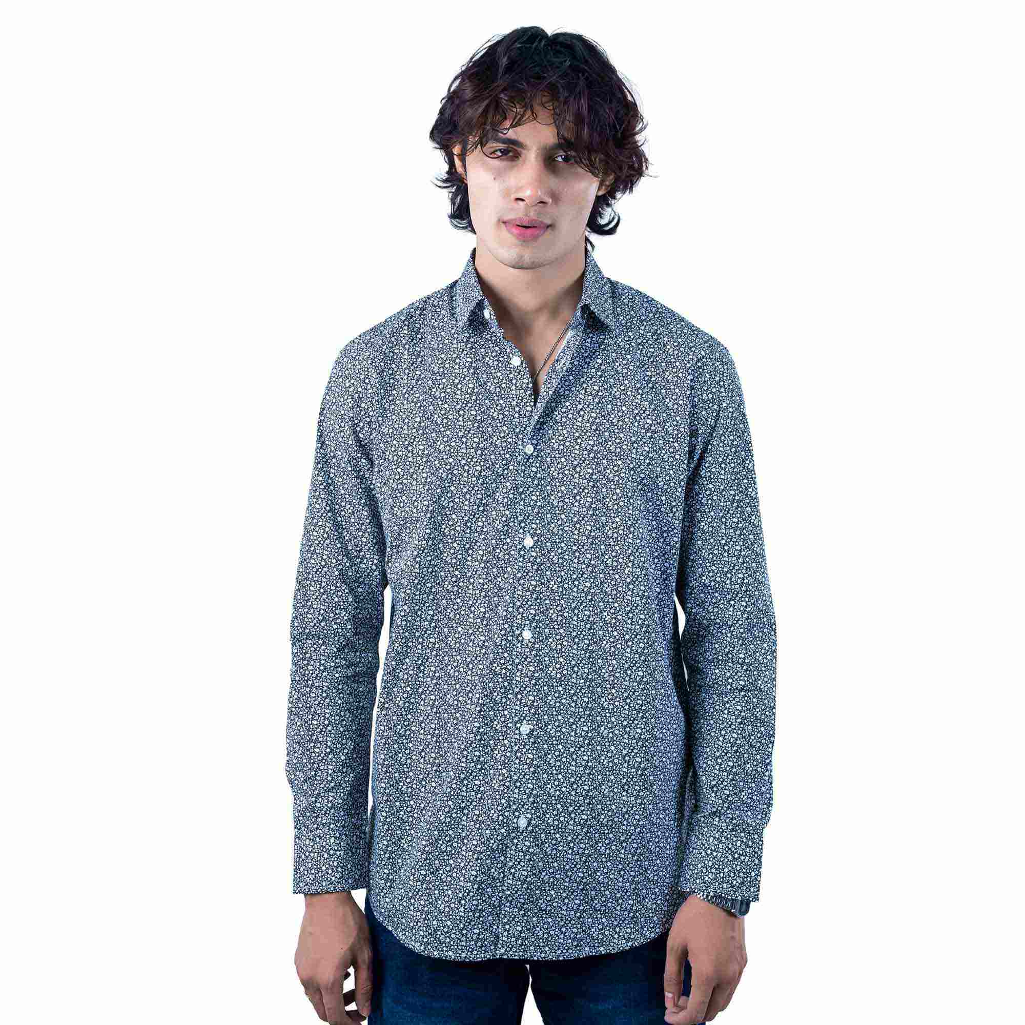 Printed Classic Solid Dyed Cotton Shirt