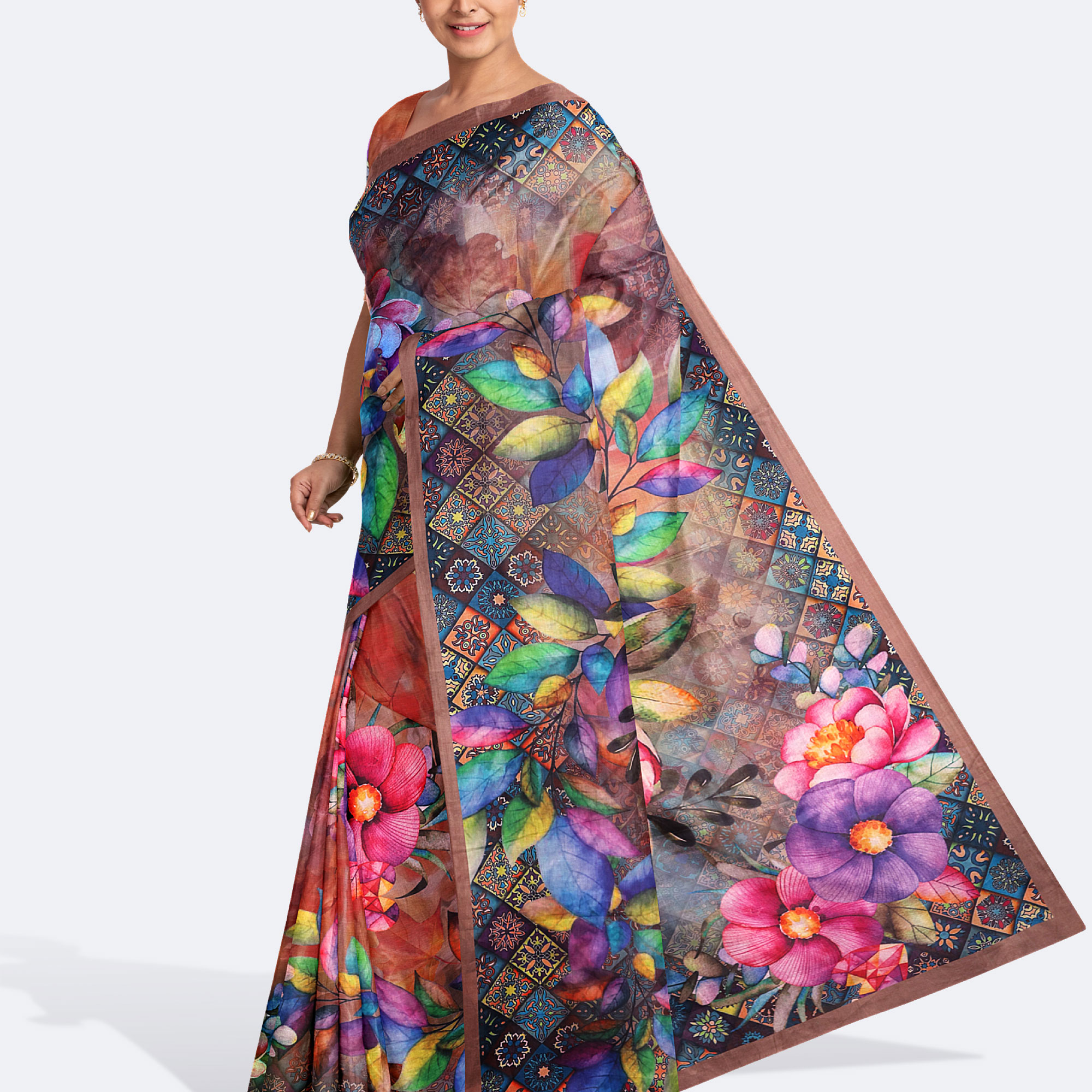 Multicolor Digital Print Saree