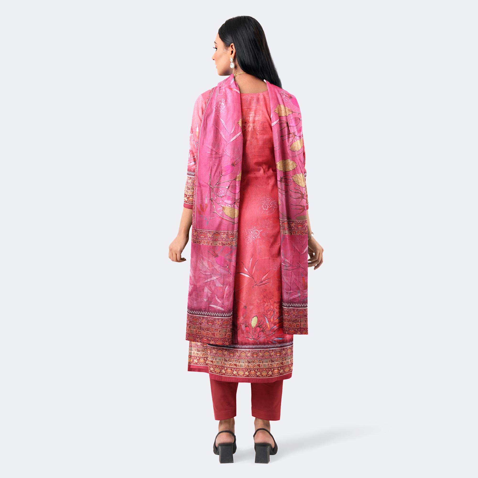 Luxury Burgundy Digital Printed Cotton Salwar Kameez