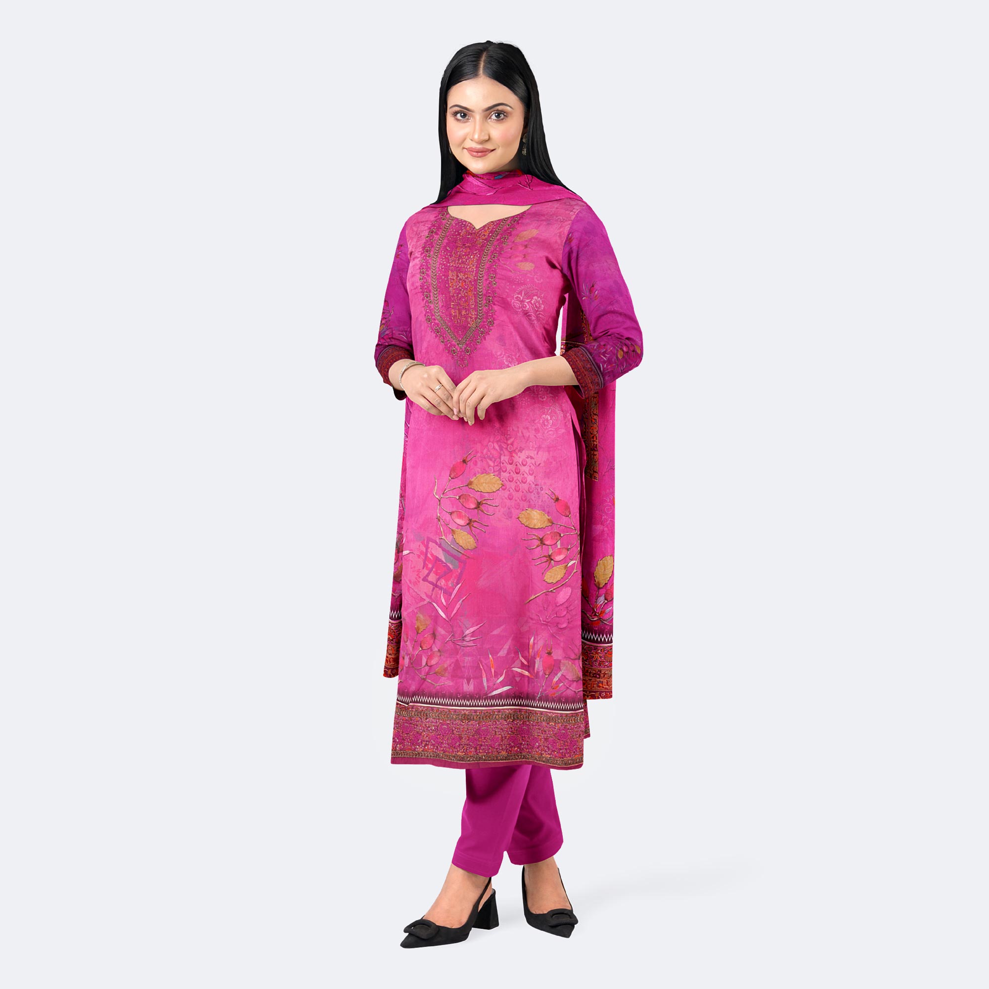 Magenta Luxury Digital Printed Cotton Salwar Kameez