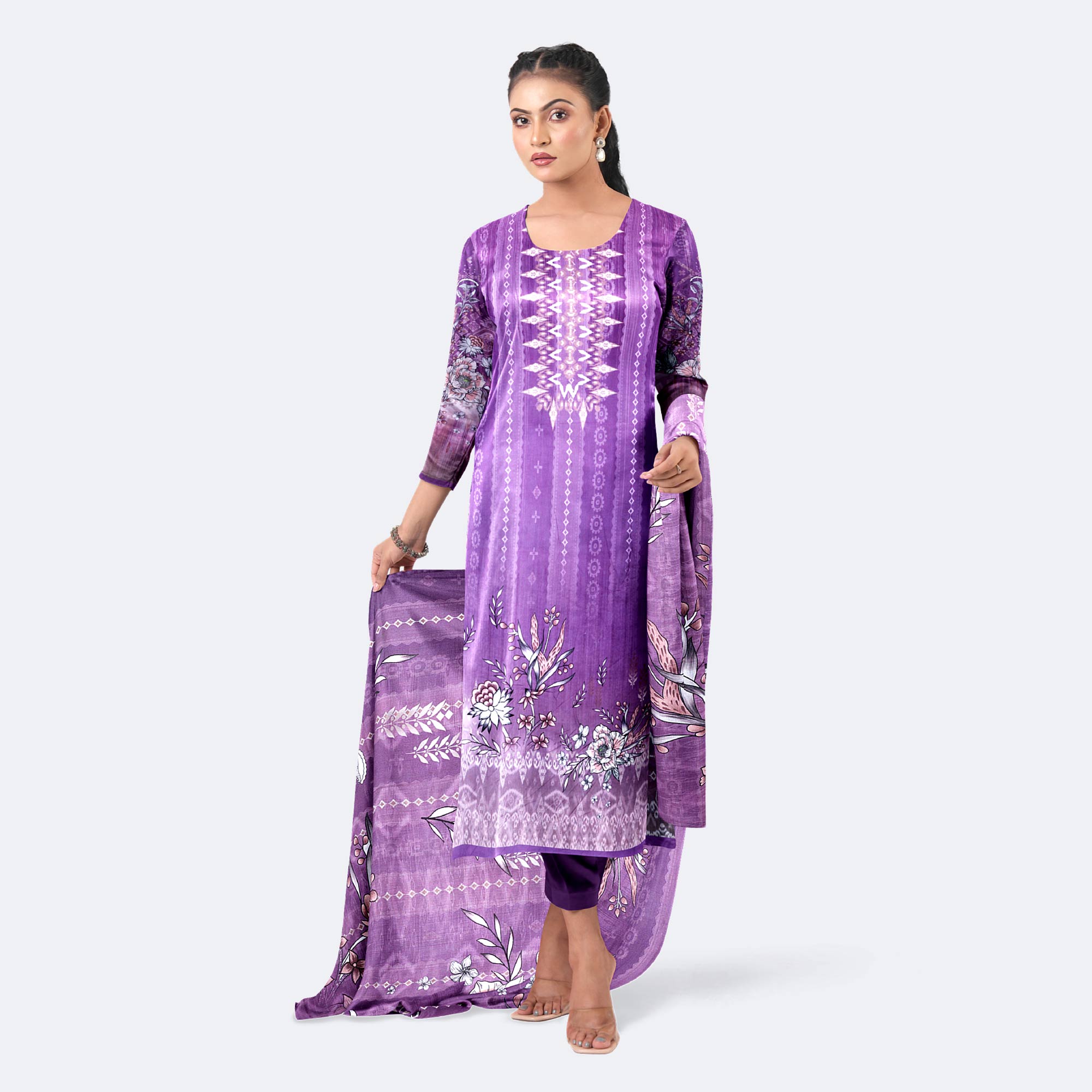 Purple Premium Cotton Salwar Kameez with Digital Print