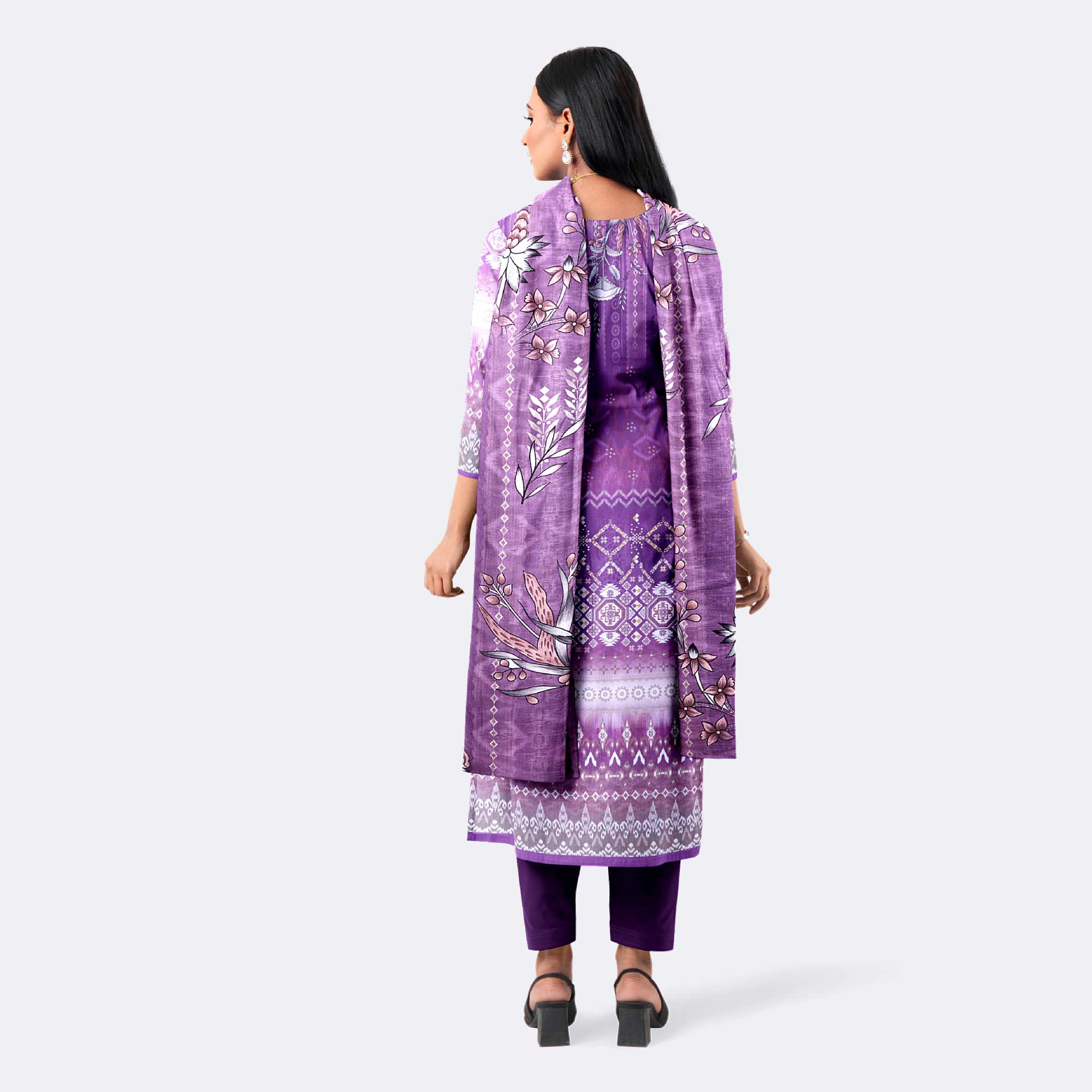 Purple Premium Cotton Salwar Kameez with Digital Print