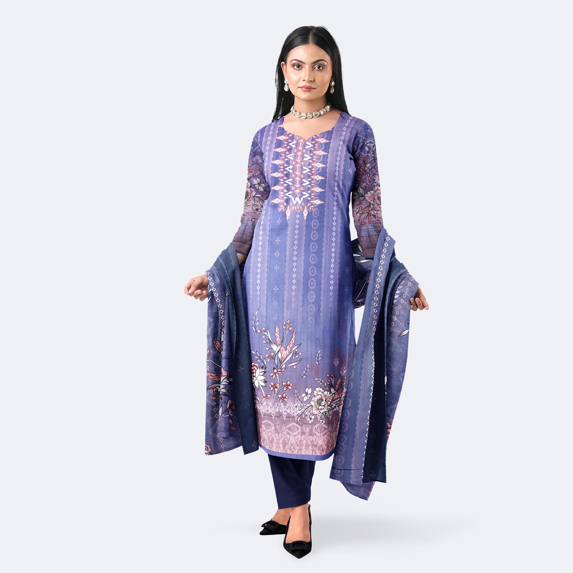 lavender purple  Digital Printed Premium Cotton Salwar Kameez