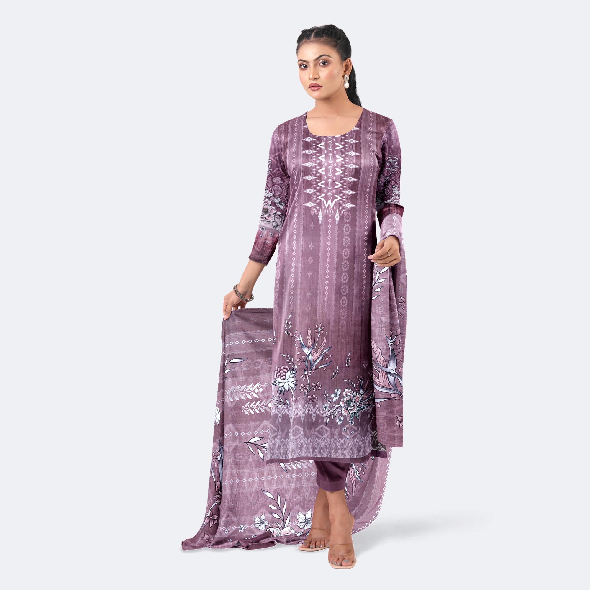 Mauve Pink Digital Print Premium Cotton Salwar Kameez Digital Print