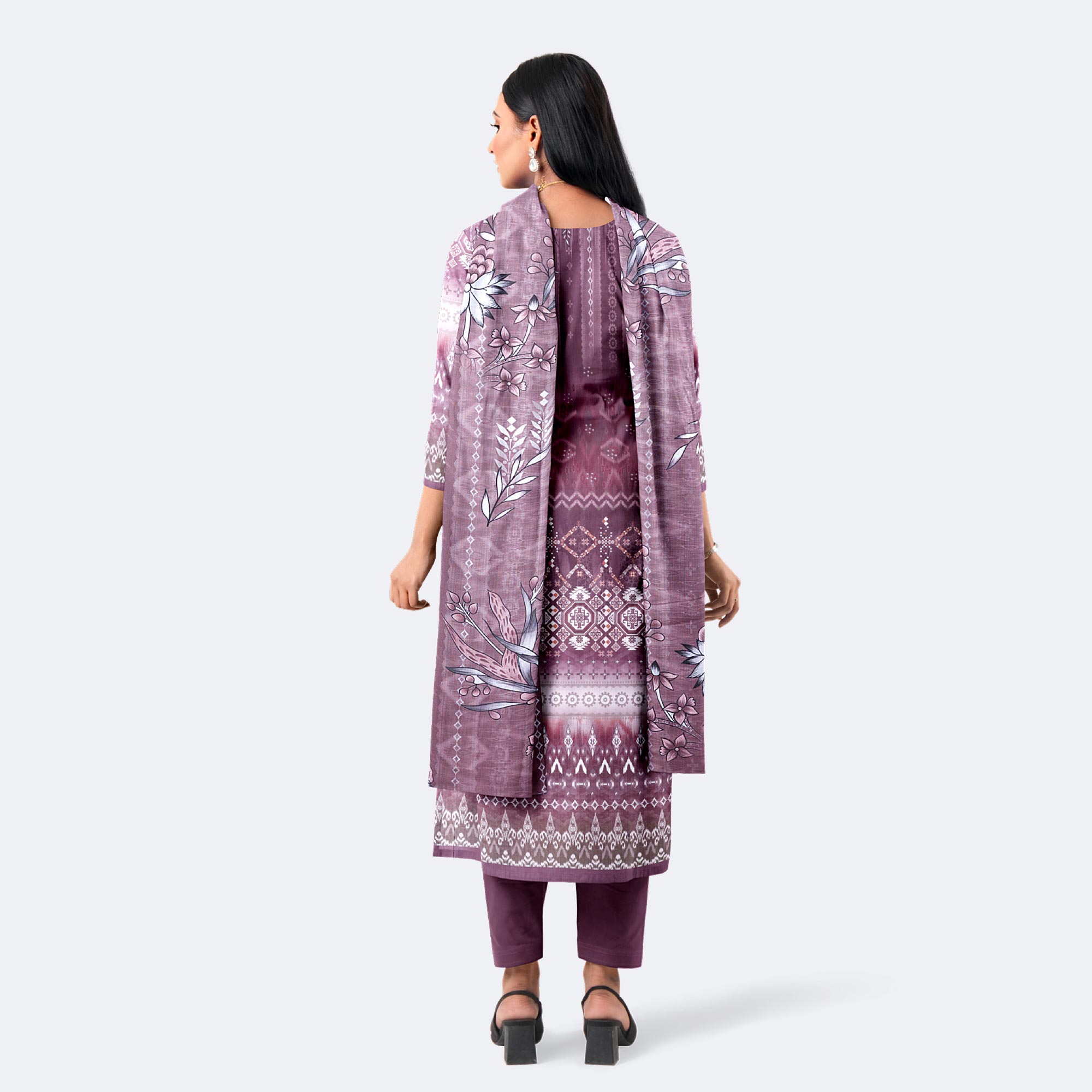 Mauve Pink Digital Print Premium Cotton Salwar Kameez Digital Print