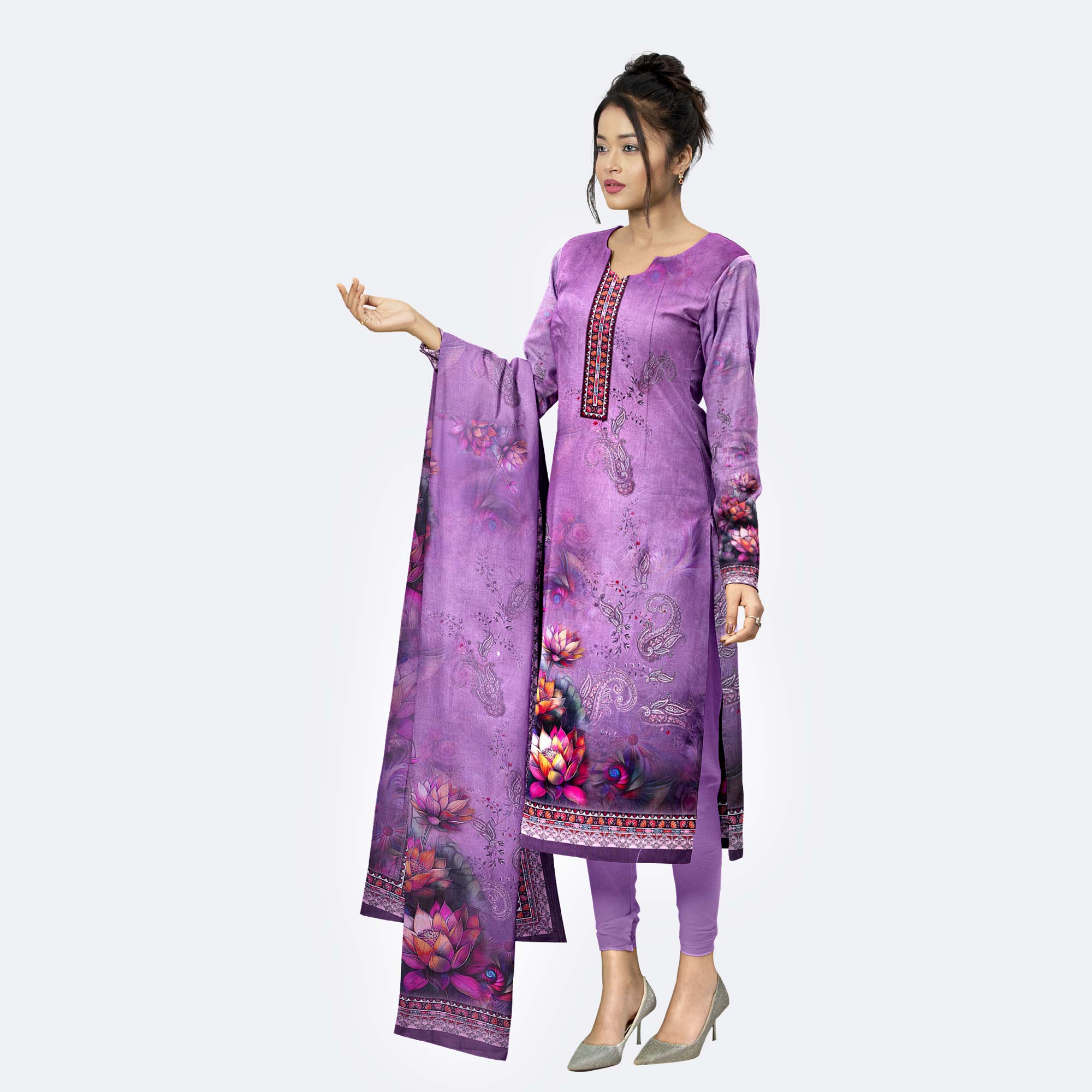 Orchid Purple Digital Printed Premium Cotton Salwar Kameez