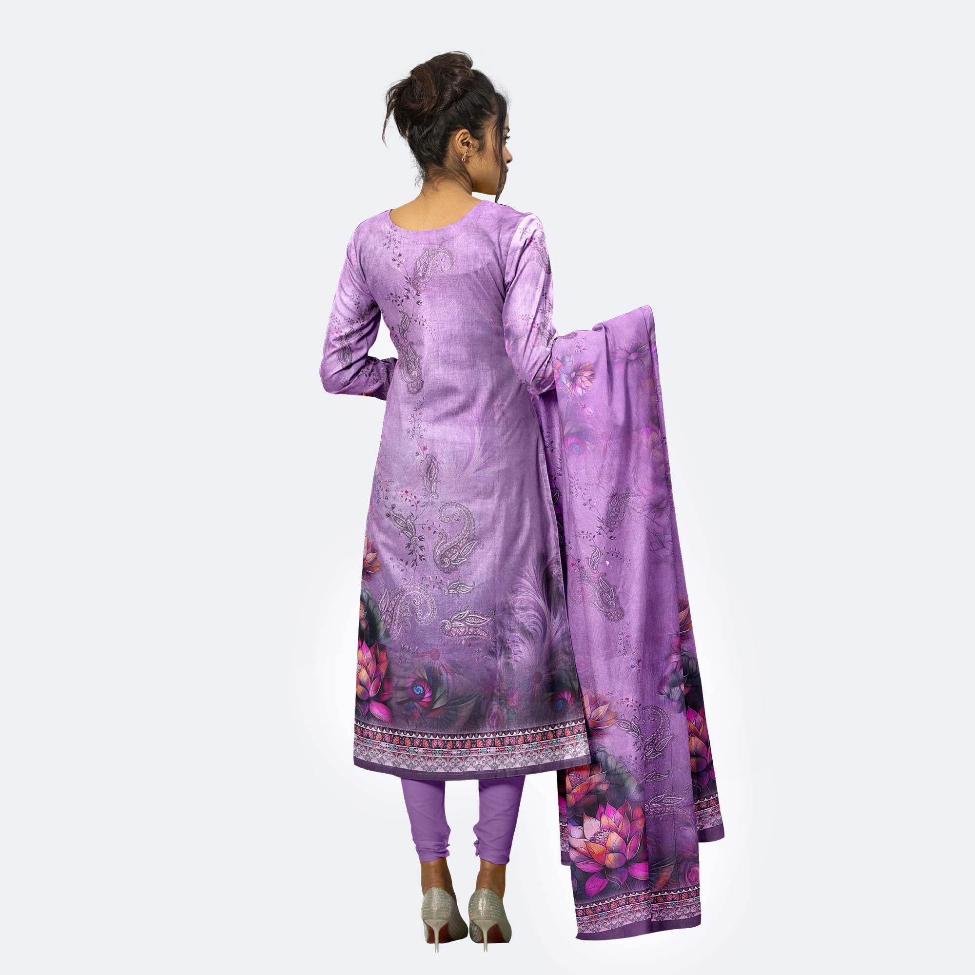 Orchid Purple Digital Printed Premium Cotton Salwar Kameez