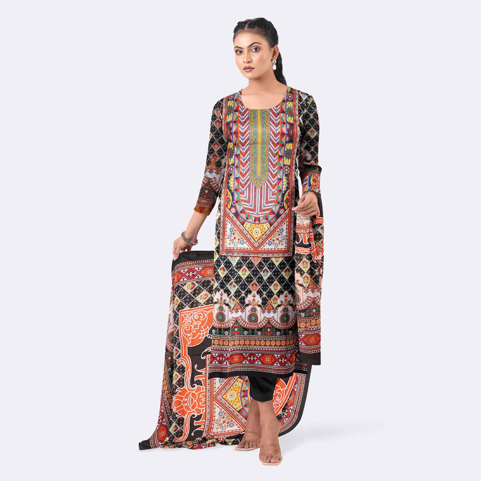 Black Premium Cotton Salwar Kameez Digital Print