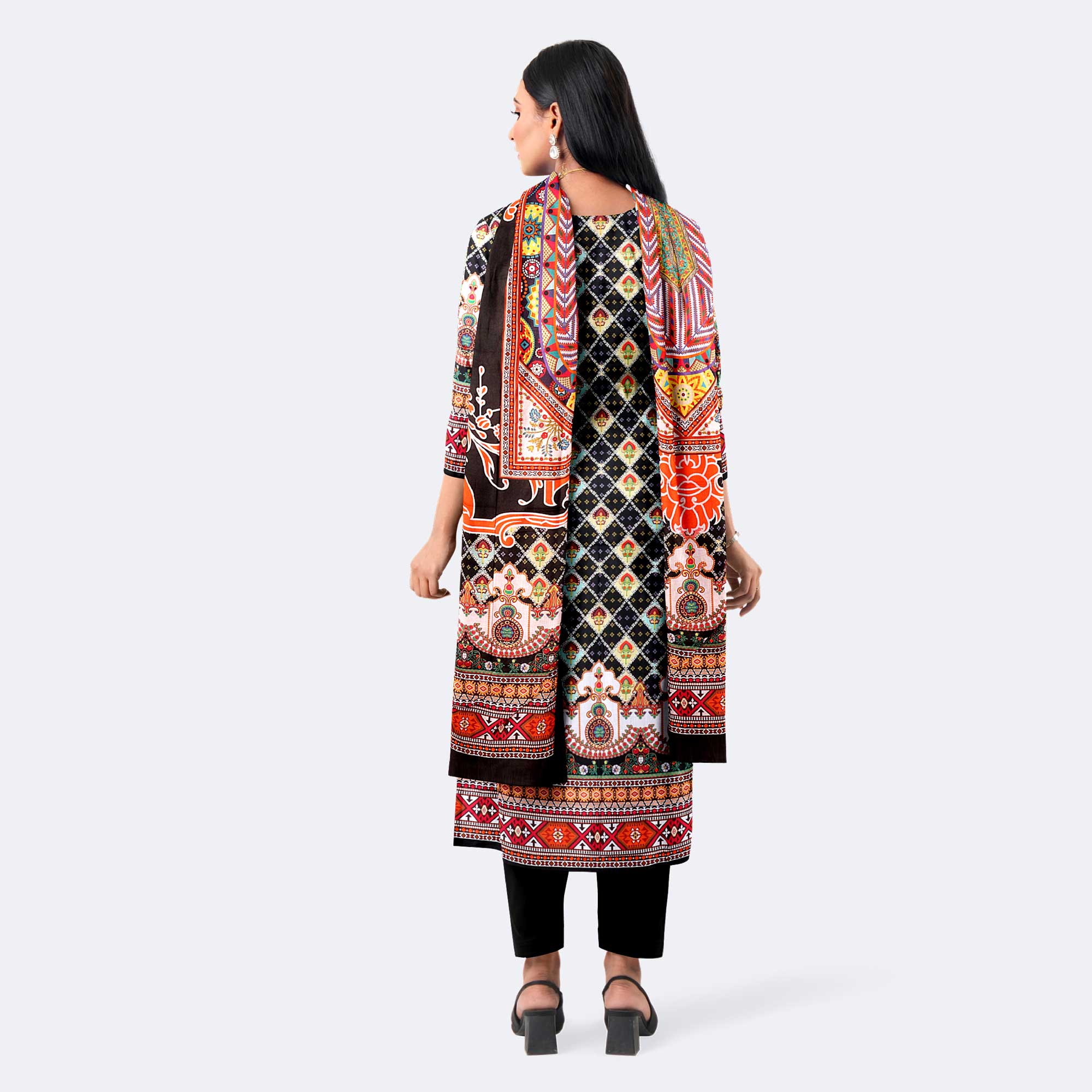 Black Premium Cotton Salwar Kameez Digital Print